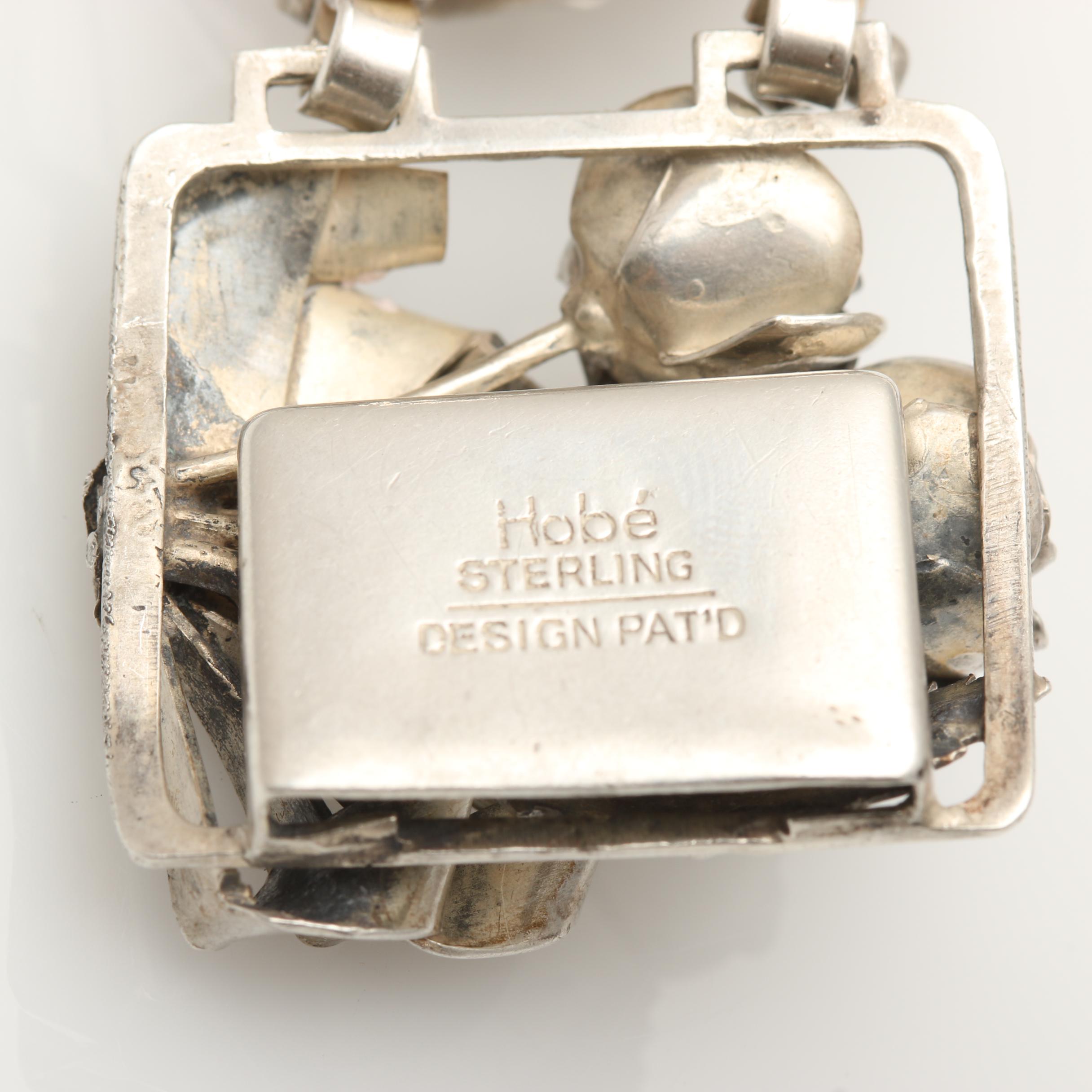 Vintage Floral Sterling Necklace and Bracelet Including Hobe