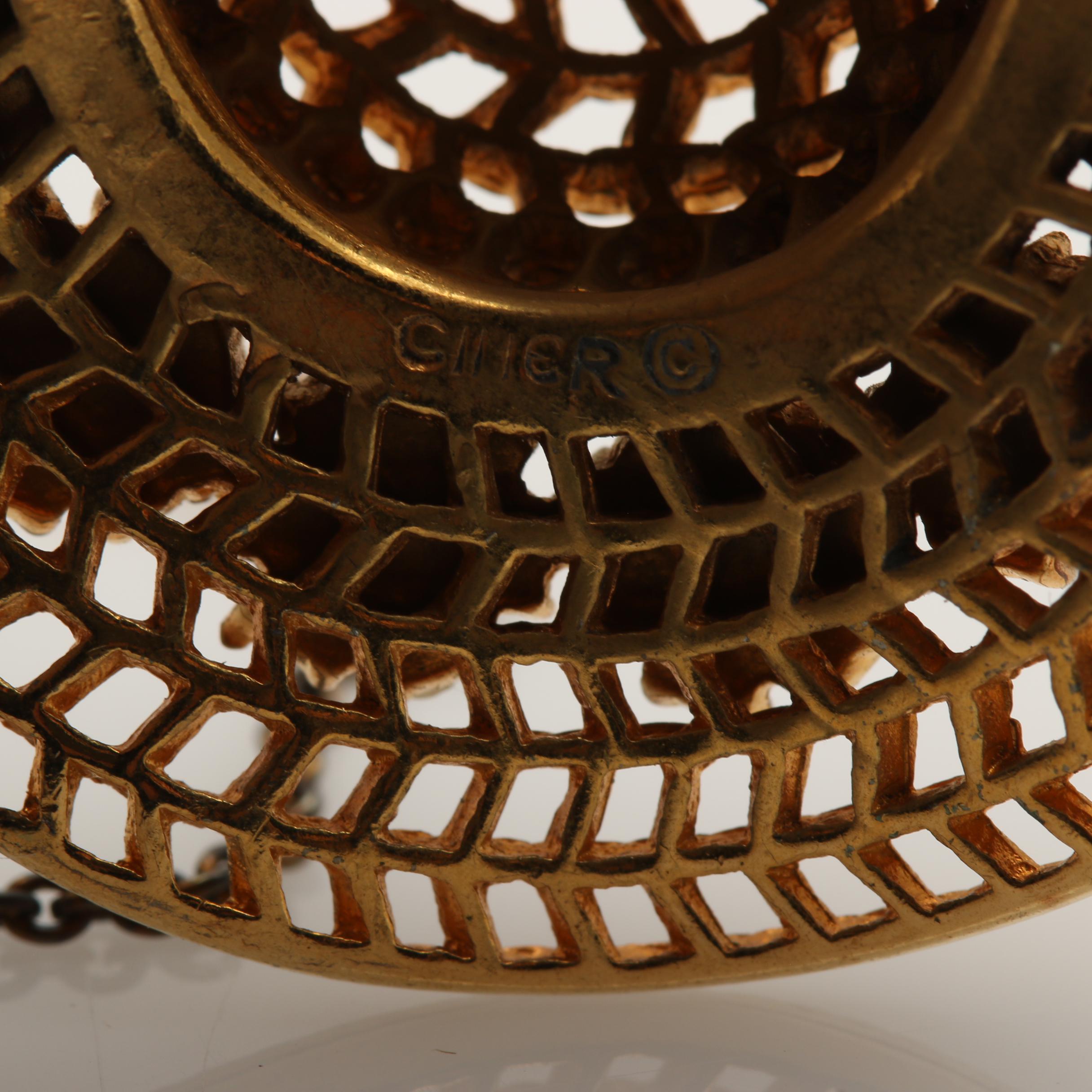 1960s Ciner Rhinestone Hat Brooch and Earrings Set