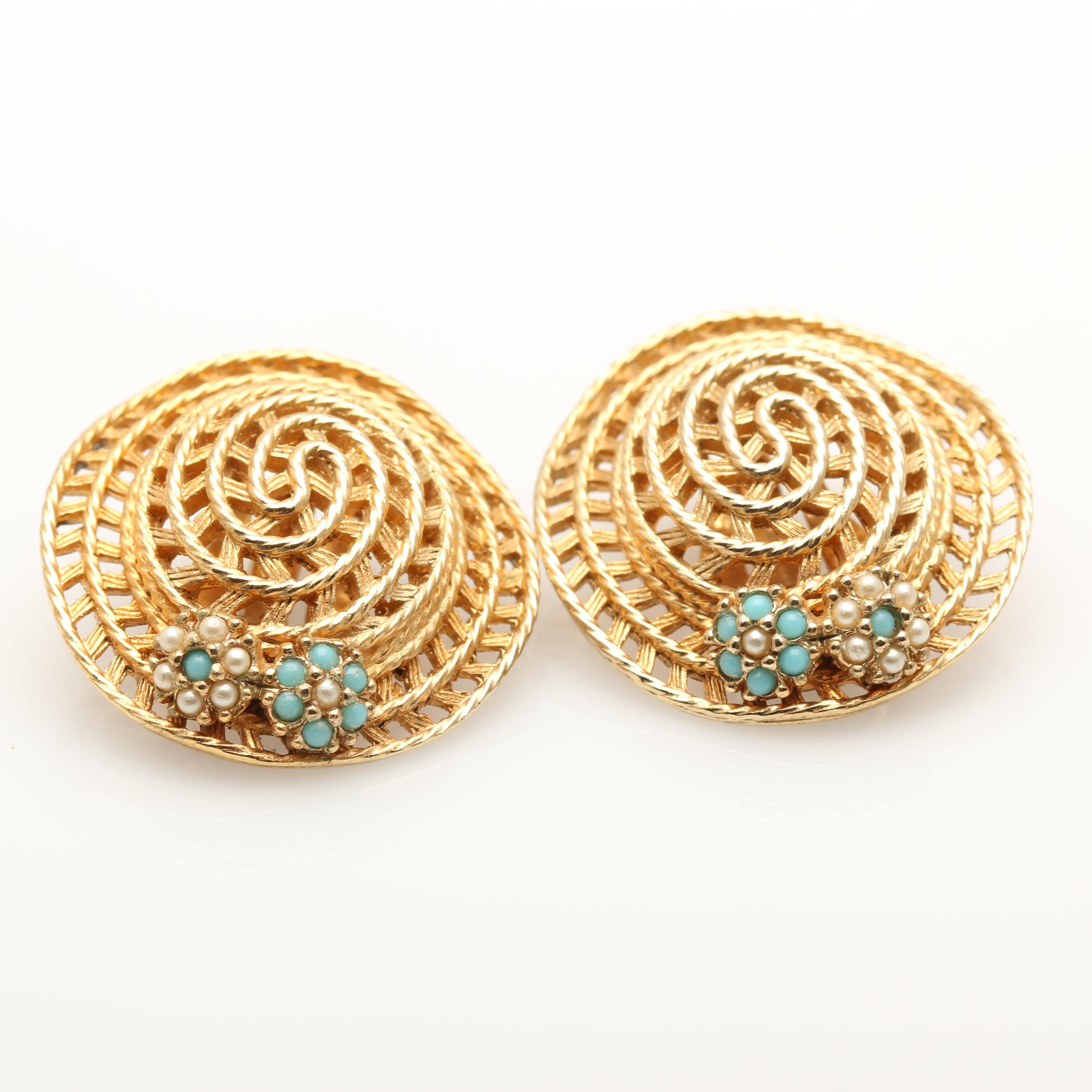 1960s Ciner Rhinestone Hat Brooch and Earrings Set