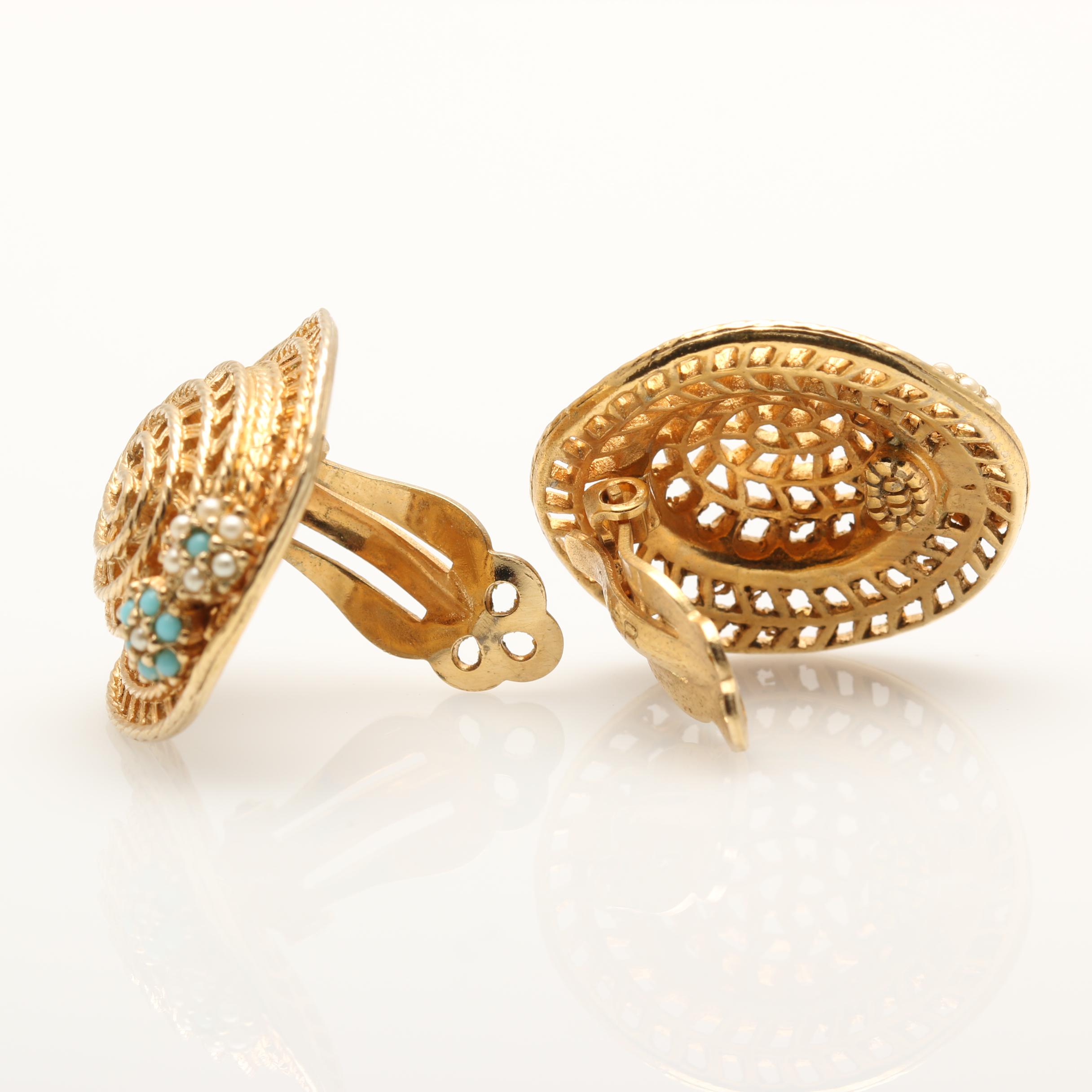 1960s Ciner Rhinestone Hat Brooch and Earrings Set