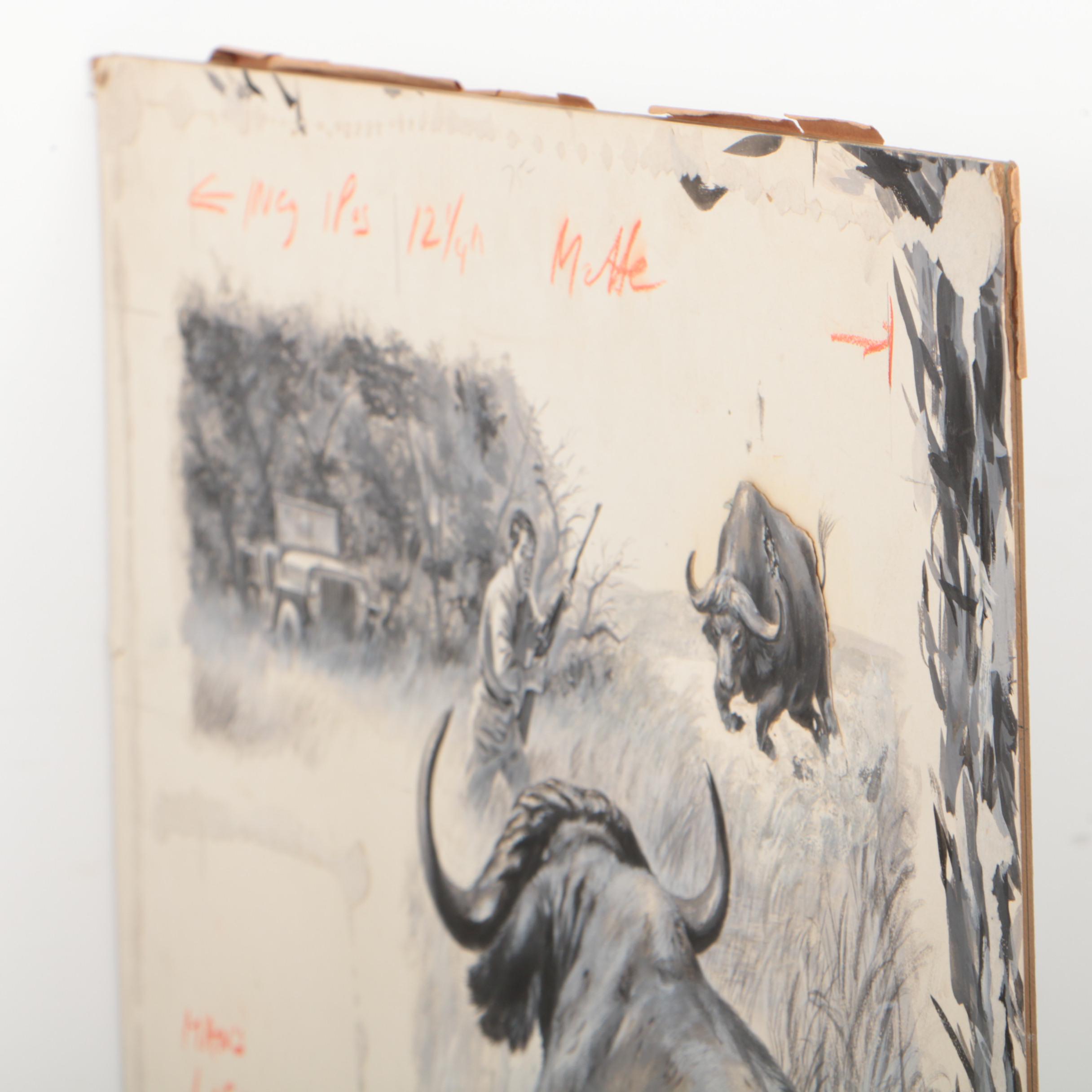 Lynn Bogue Hunt Gouache Illustration for "Man's Life" Magazine