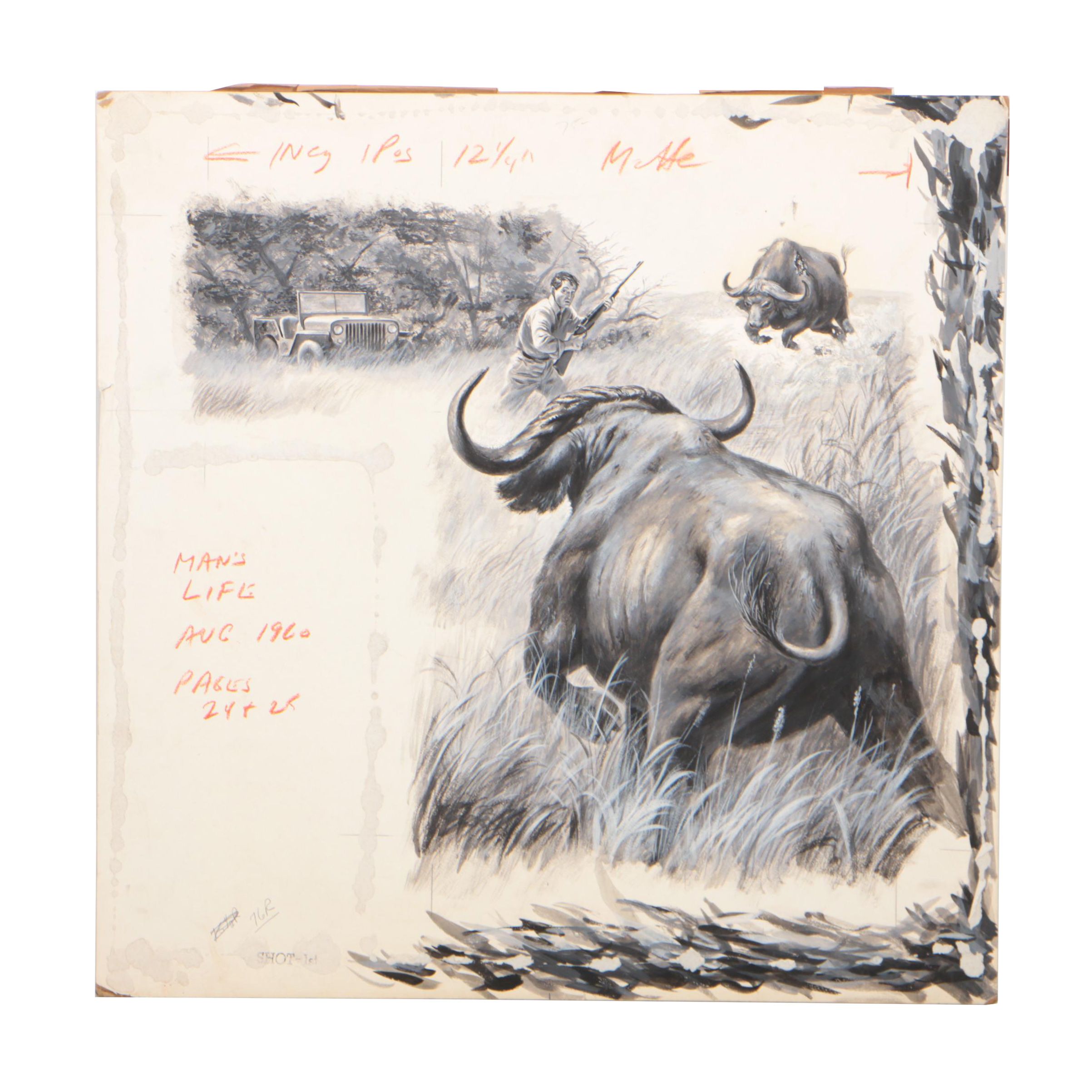 Lynn Bogue Hunt Gouache Illustration for "Man's Life" Magazine