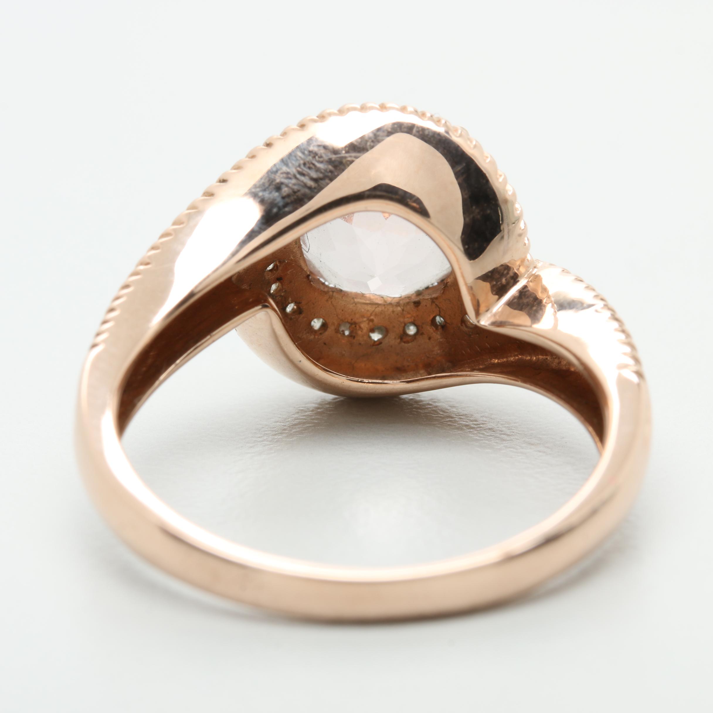 14K Rose Gold Morganite and Diamond Ring