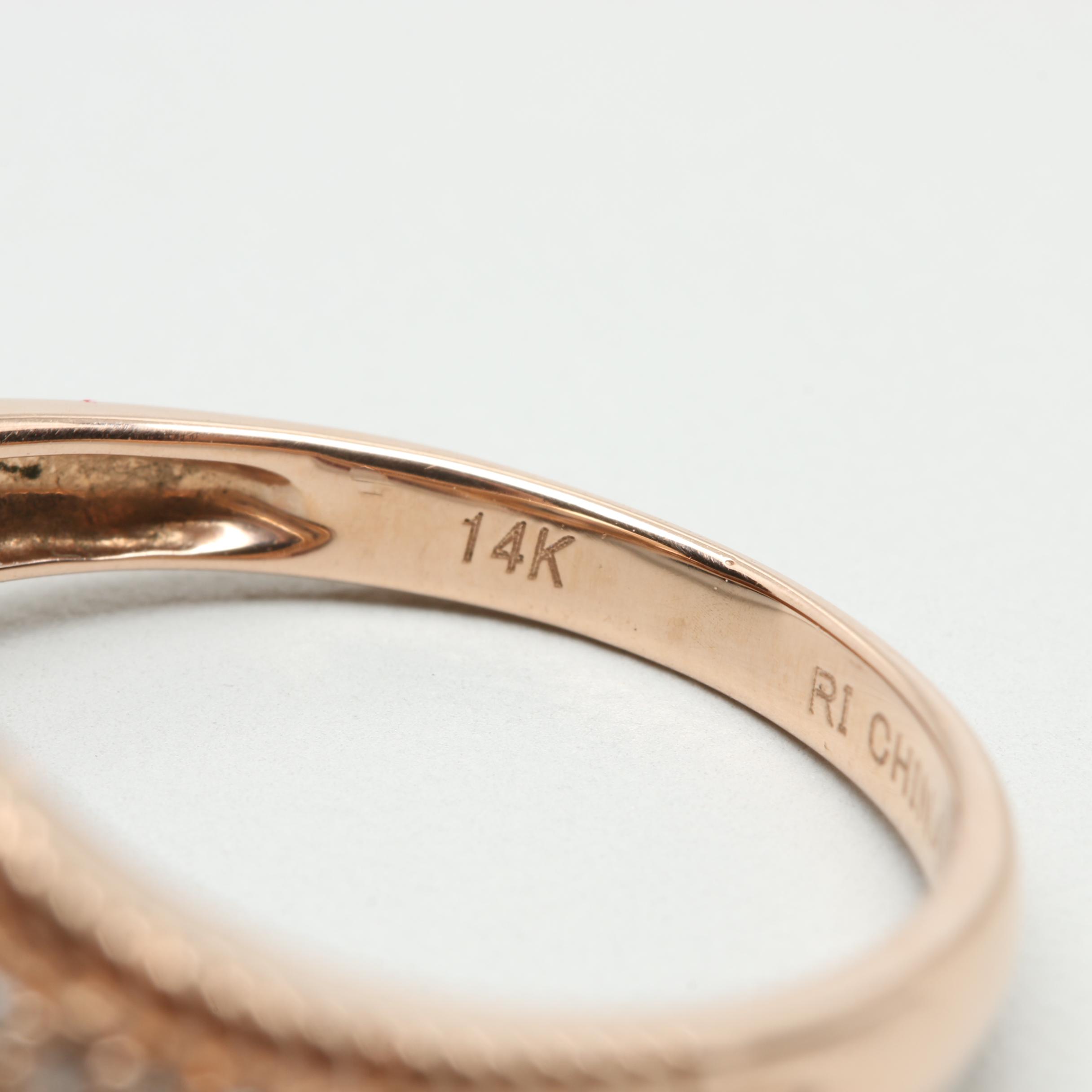 14K Rose Gold Morganite and Diamond Ring