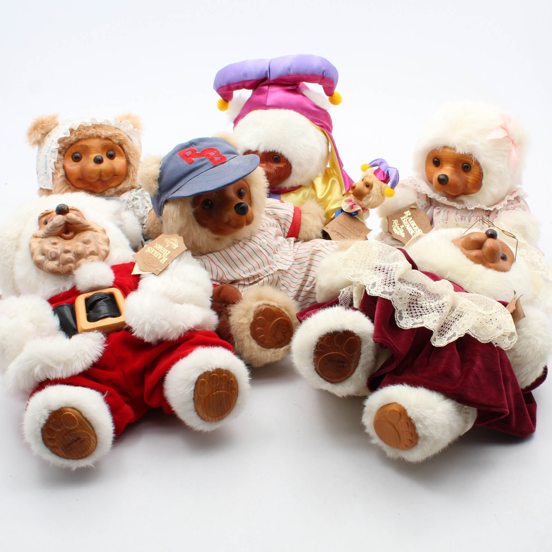 Seven Raikes Bears Including Three Teddy Bears Signed by Robert Raikes