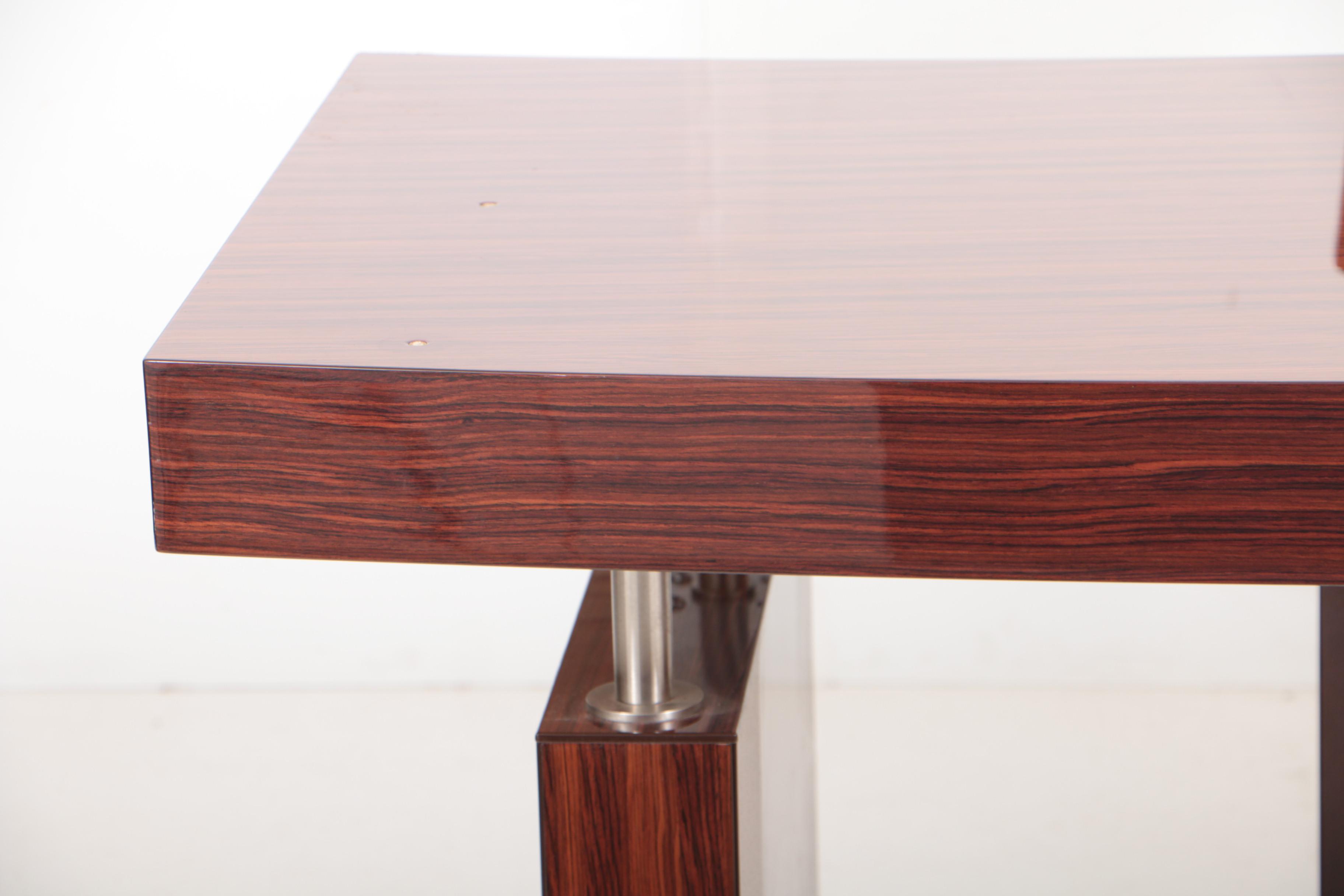 Excelsior Designs Steel-Mounted Rosewood Writing Table with Beech Side Chair