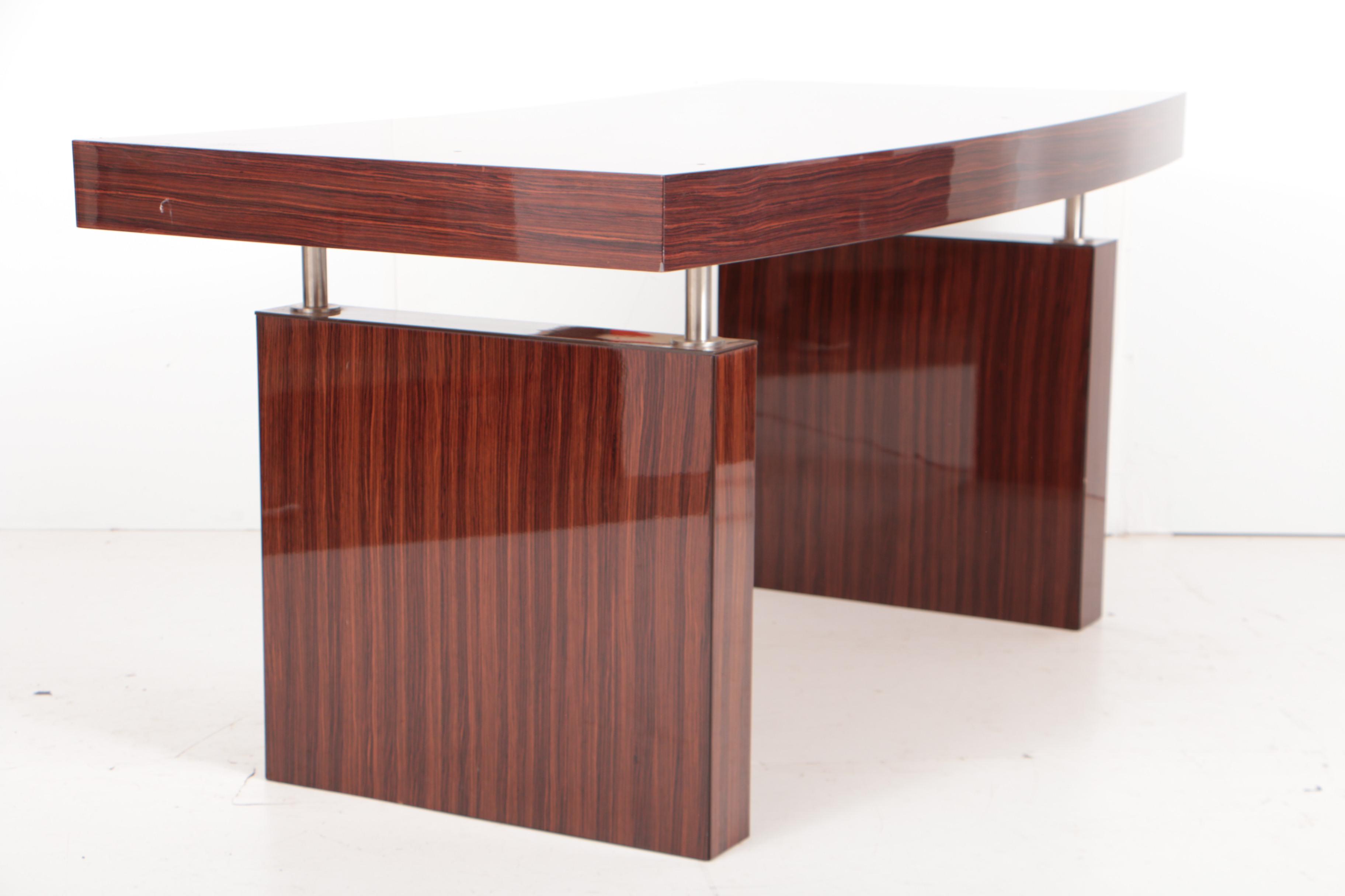 Excelsior Designs Steel-Mounted Rosewood Writing Table with Beech Side Chair