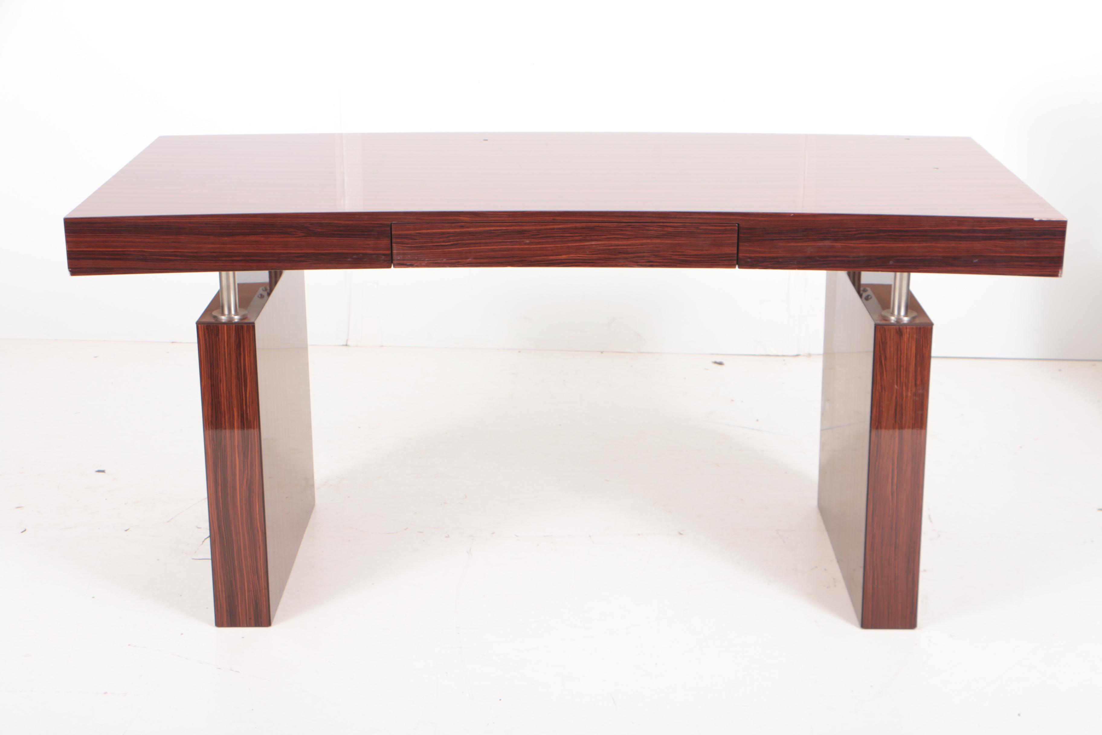 Excelsior Designs Steel-Mounted Rosewood Writing Table with Beech Side Chair