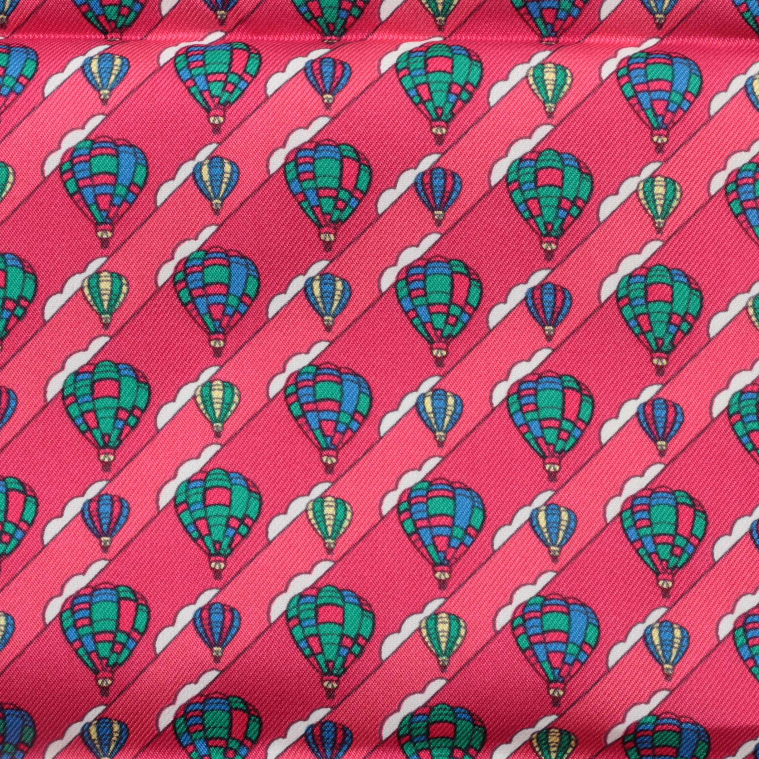 Hermès Paris Red Hot Air Balloon Silk Pocket Square