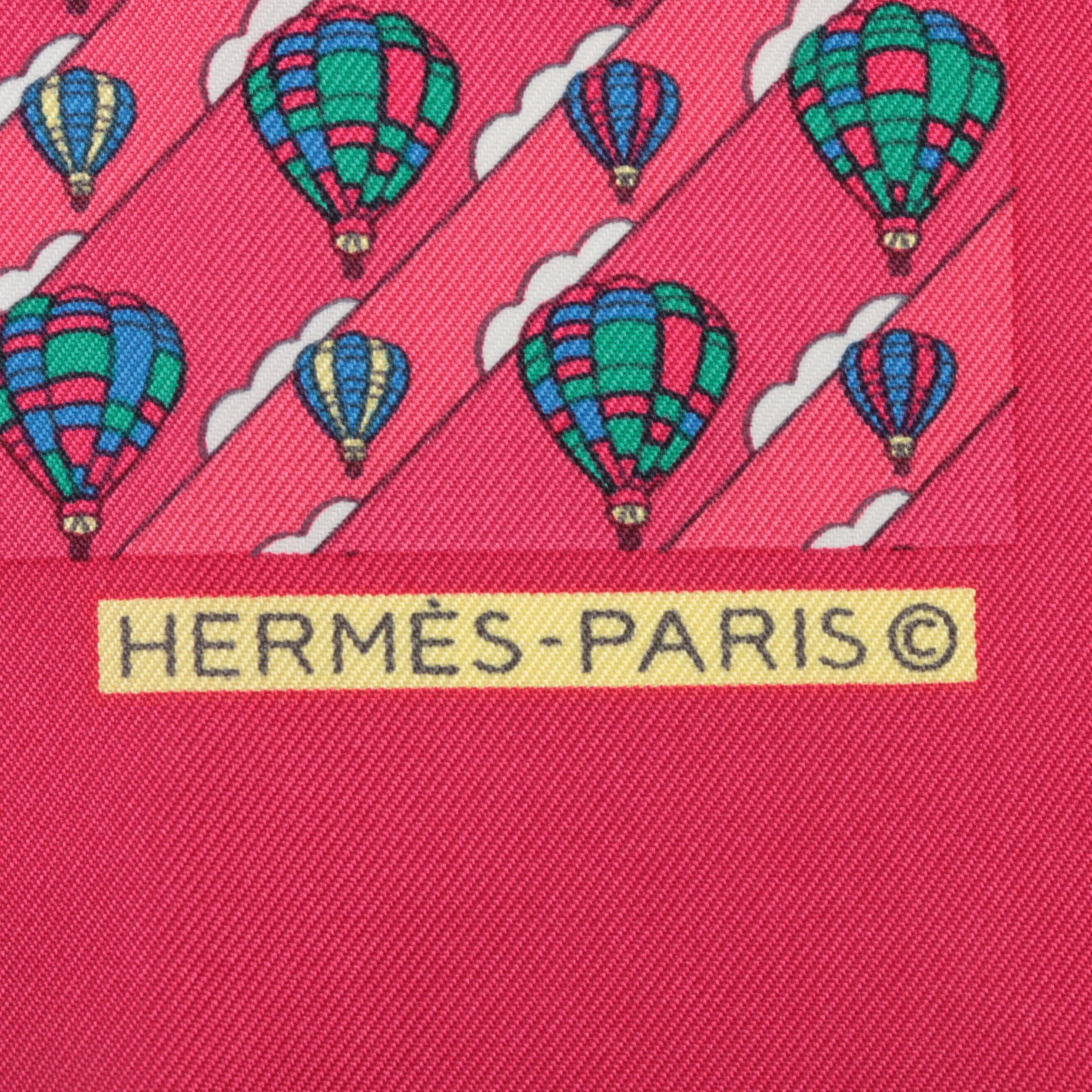 Hermès Paris Red Hot Air Balloon Silk Pocket Square