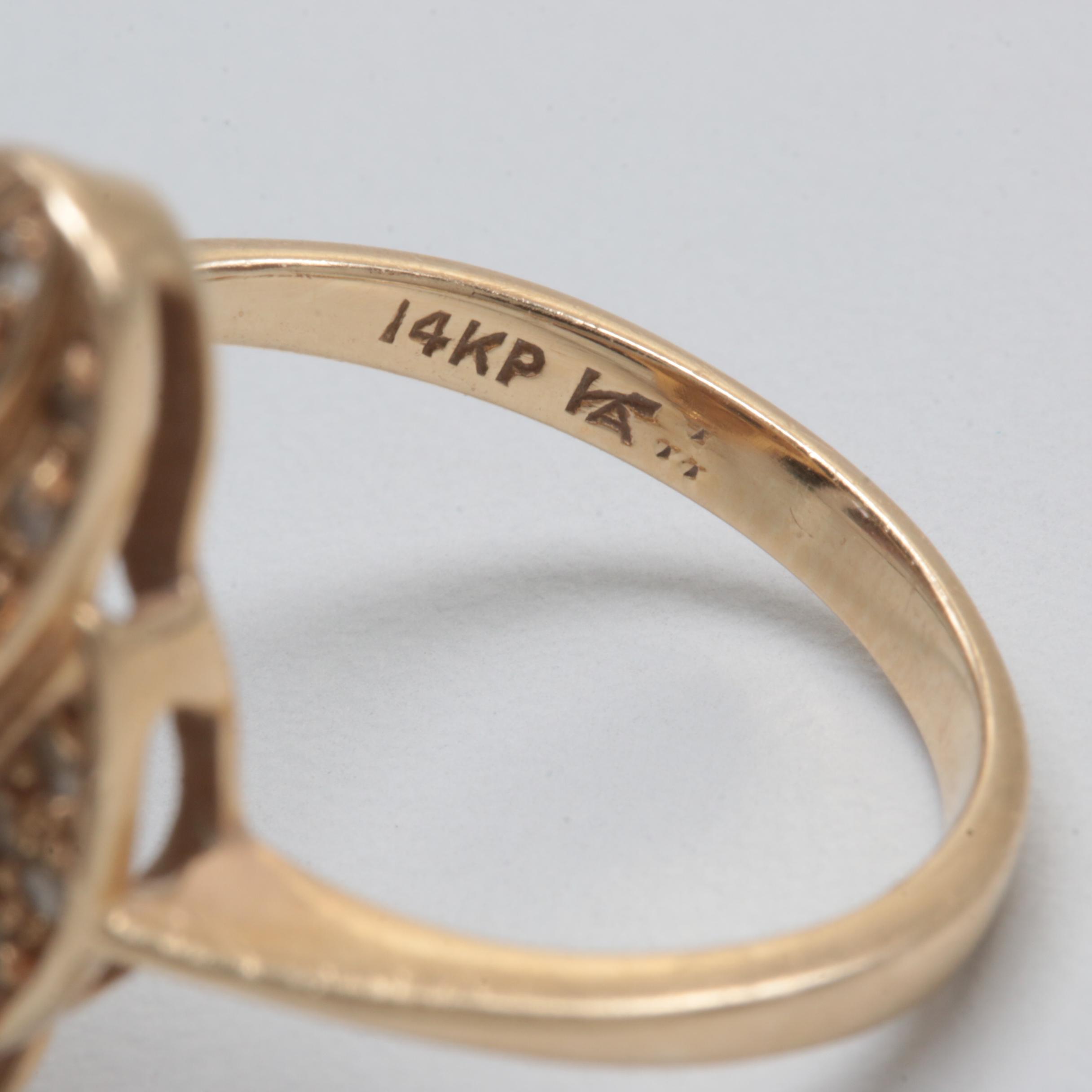 14K Yellow Gold Sapphire and Diamond Ring