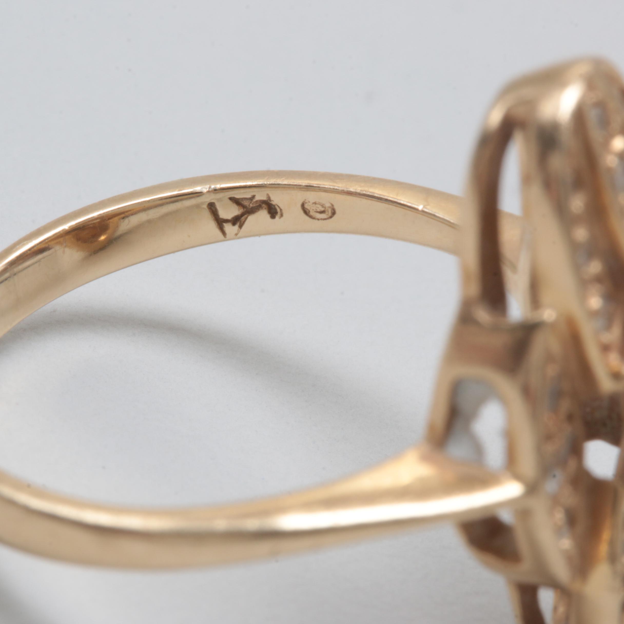 14K Yellow Gold Sapphire and Diamond Ring