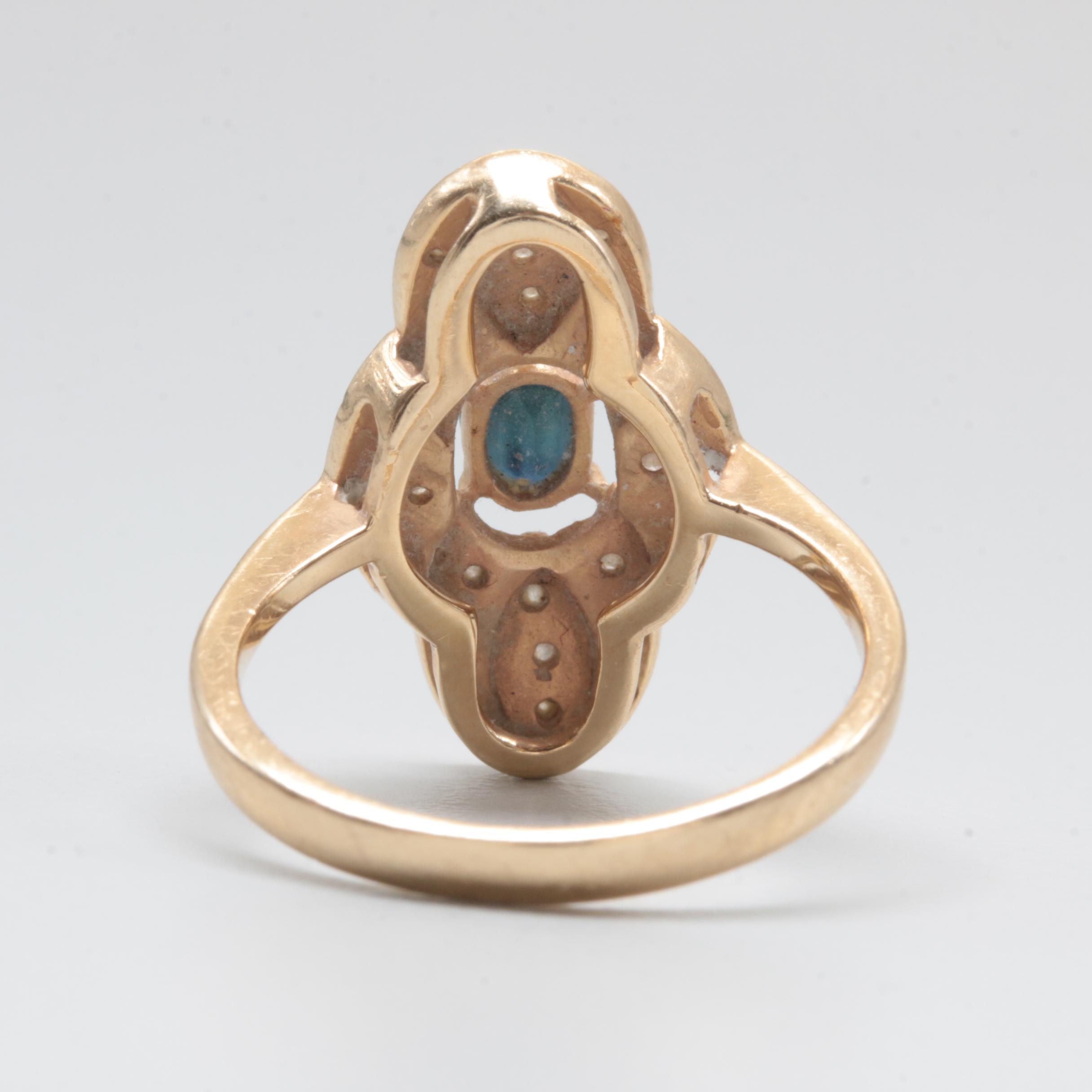 14K Yellow Gold Sapphire and Diamond Ring