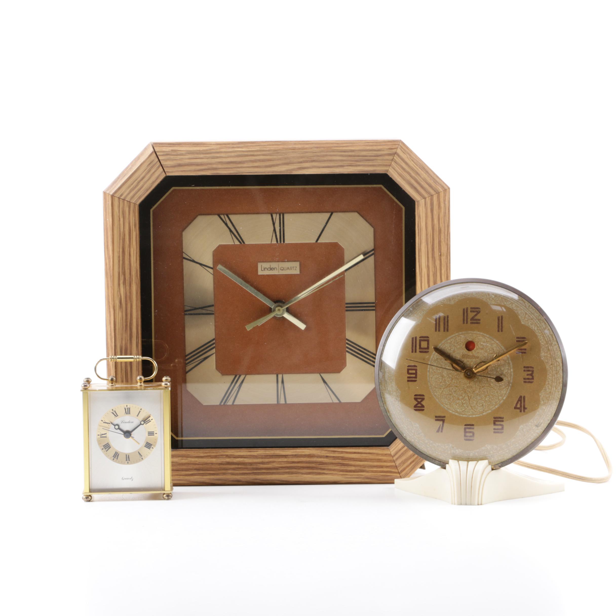 Vintage Linden and Telechron Wall and Desk Clocks