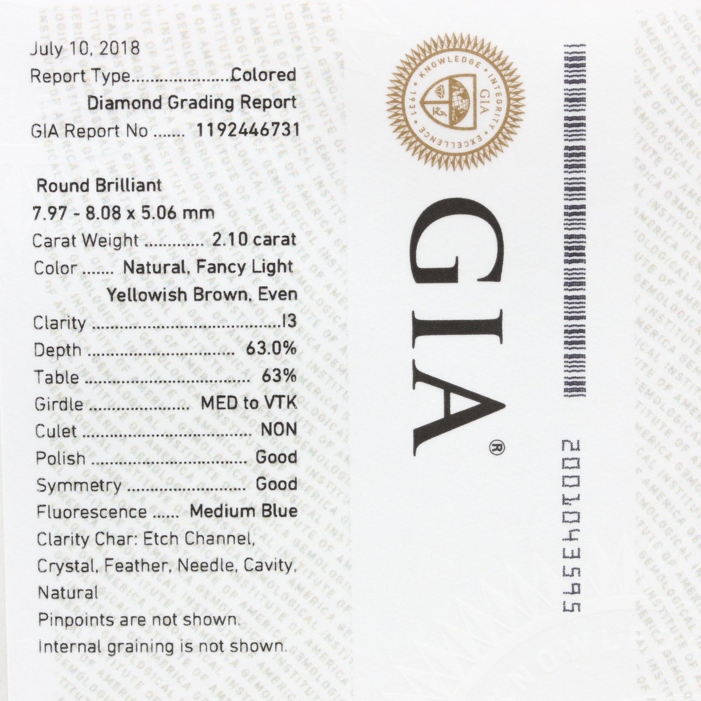 Loose 2.10 CT Diamond Includes GIA Colored Diamond Grading Report