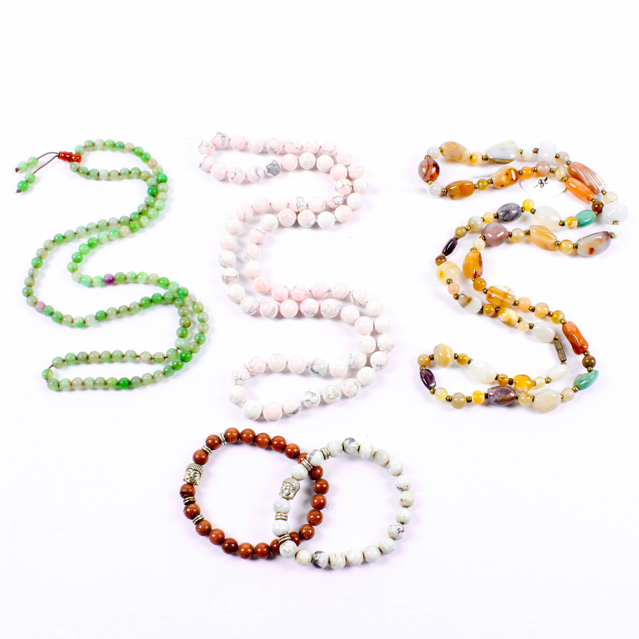 Gemstone Beaded Jewelry Including Jasper, Agate, Quartz, Sun Stone