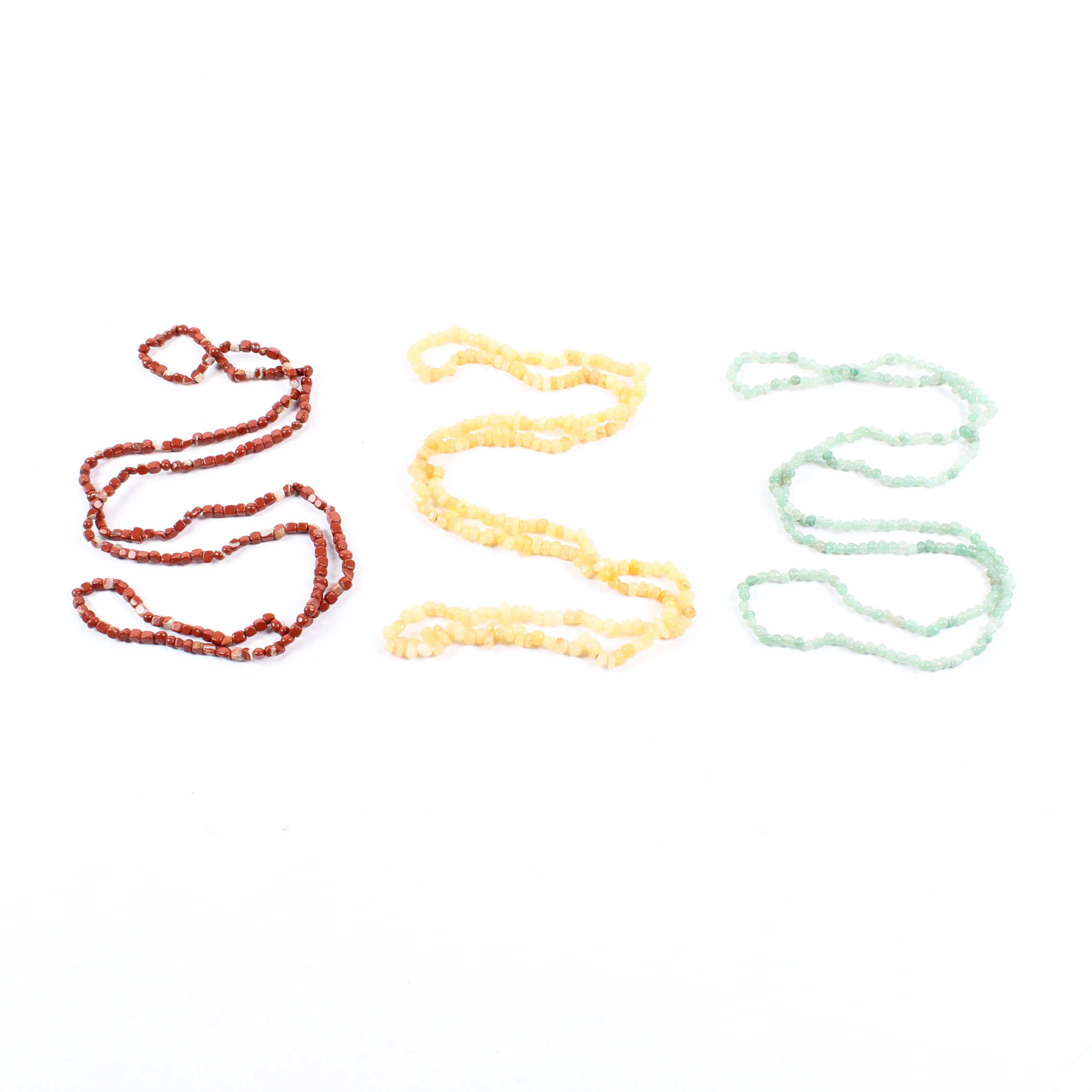 Three Gemstone Beaded Necklace Strands