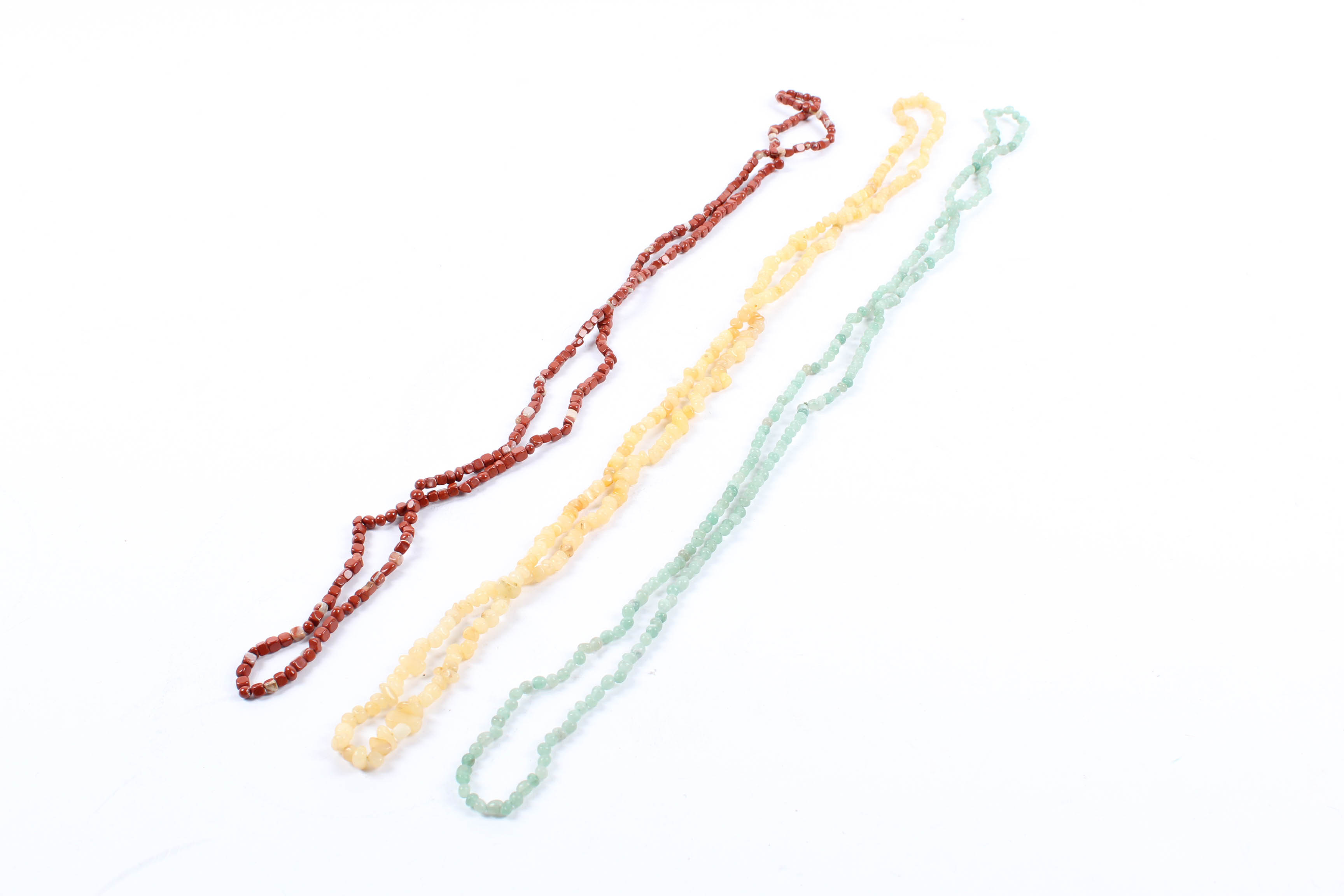 Three Gemstone Beaded Necklace Strands