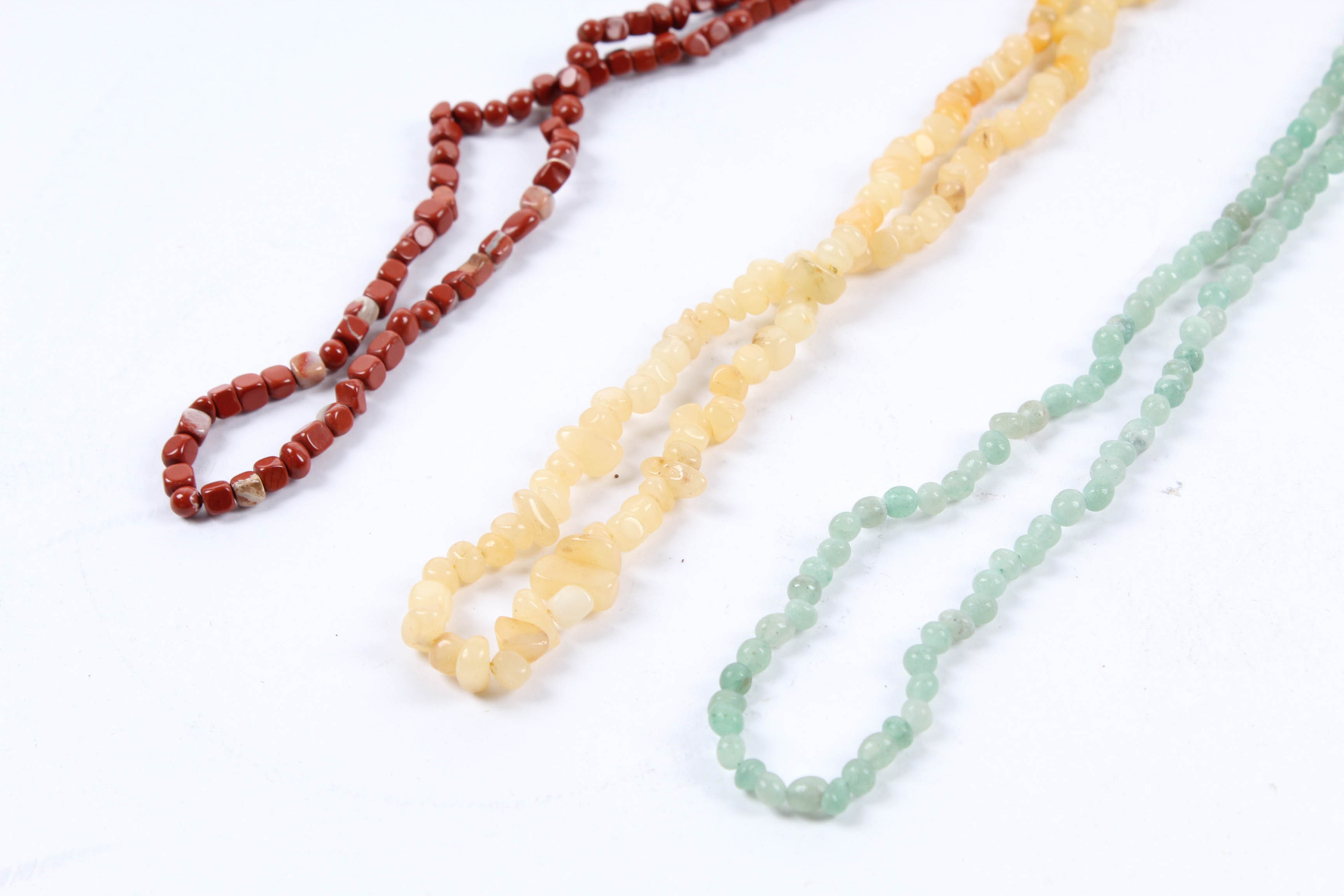 Three Gemstone Beaded Necklace Strands