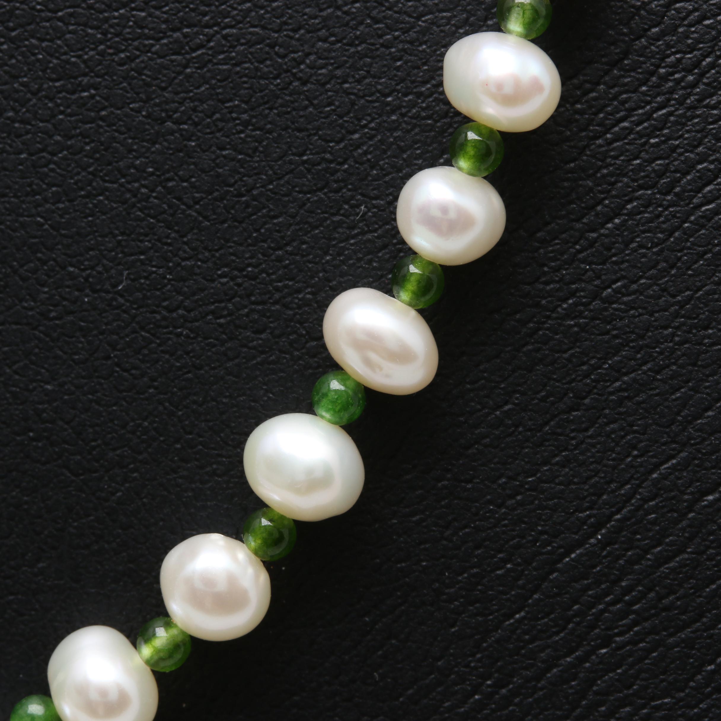 14K Yellow Gold Cultured Pearl and Quench Crackled Quartz Necklace