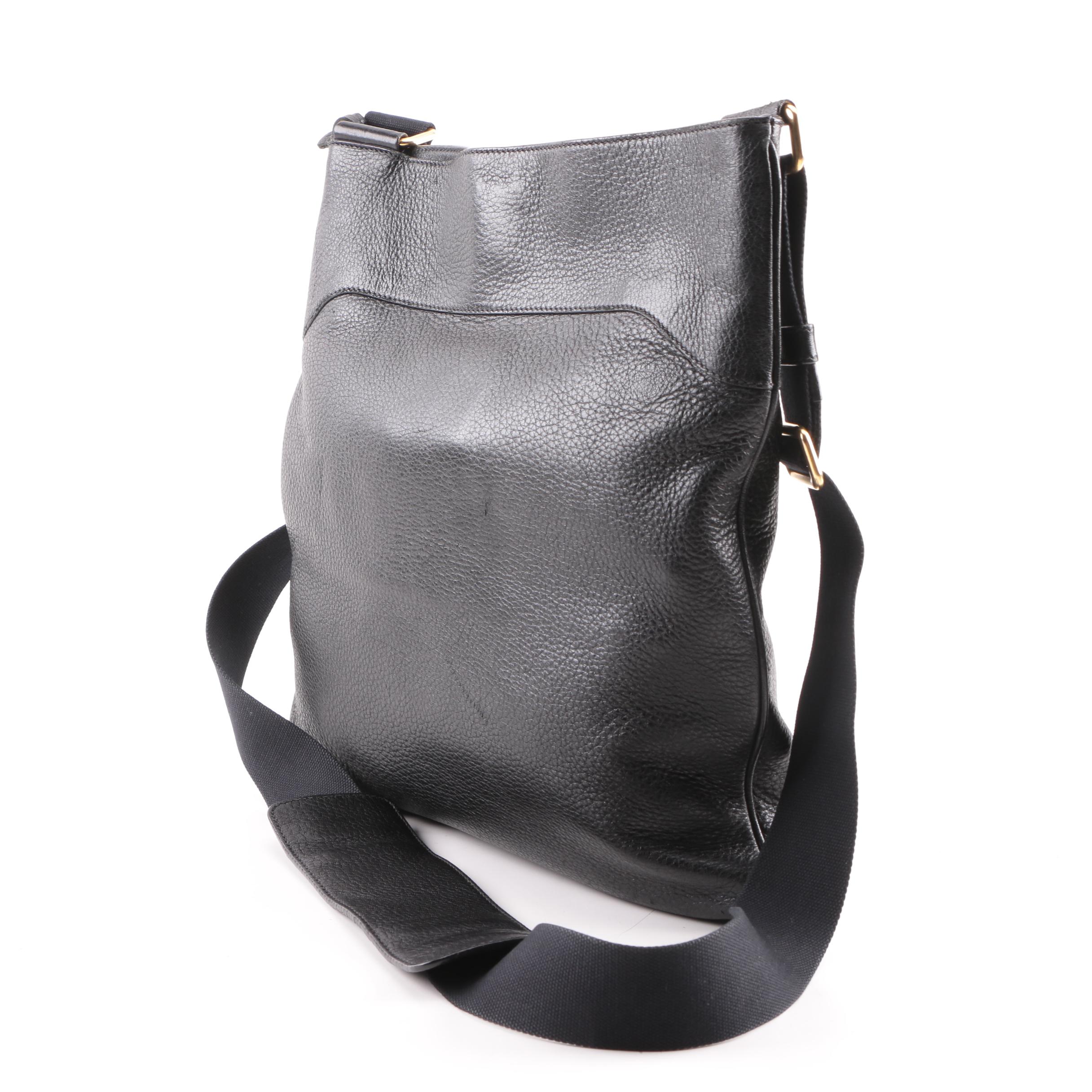 Prada Black Pebbled Leather Crossbody Slip Bag