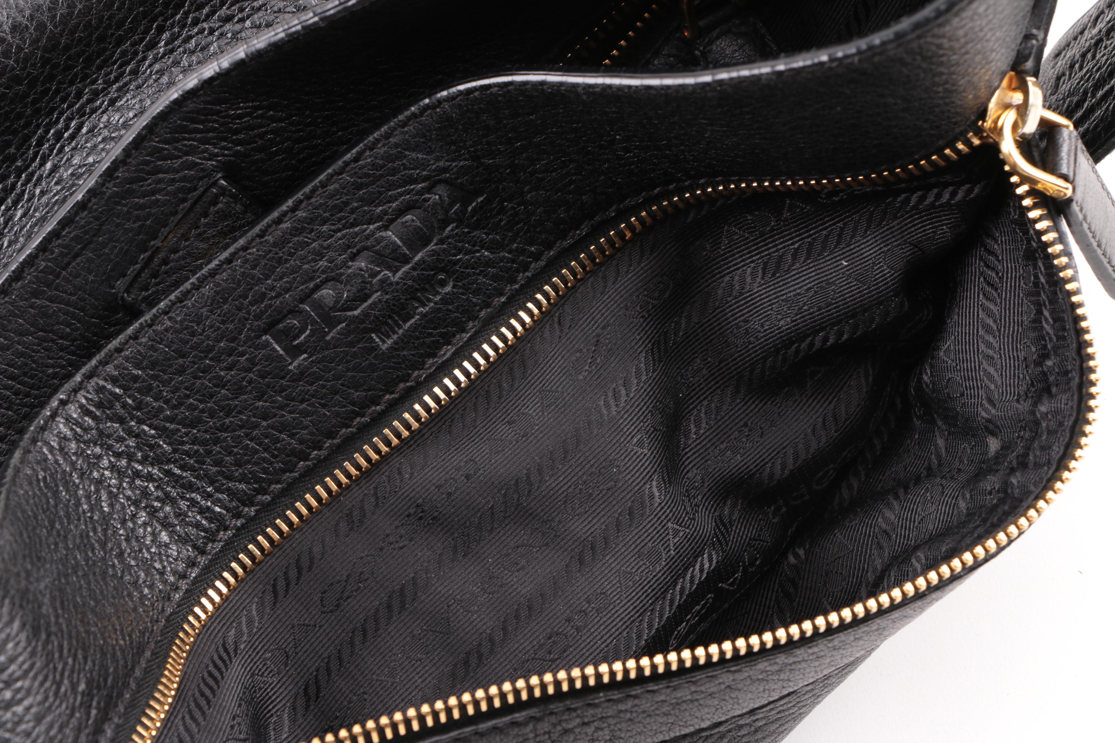 Prada Black Pebbled Leather Crossbody Slip Bag