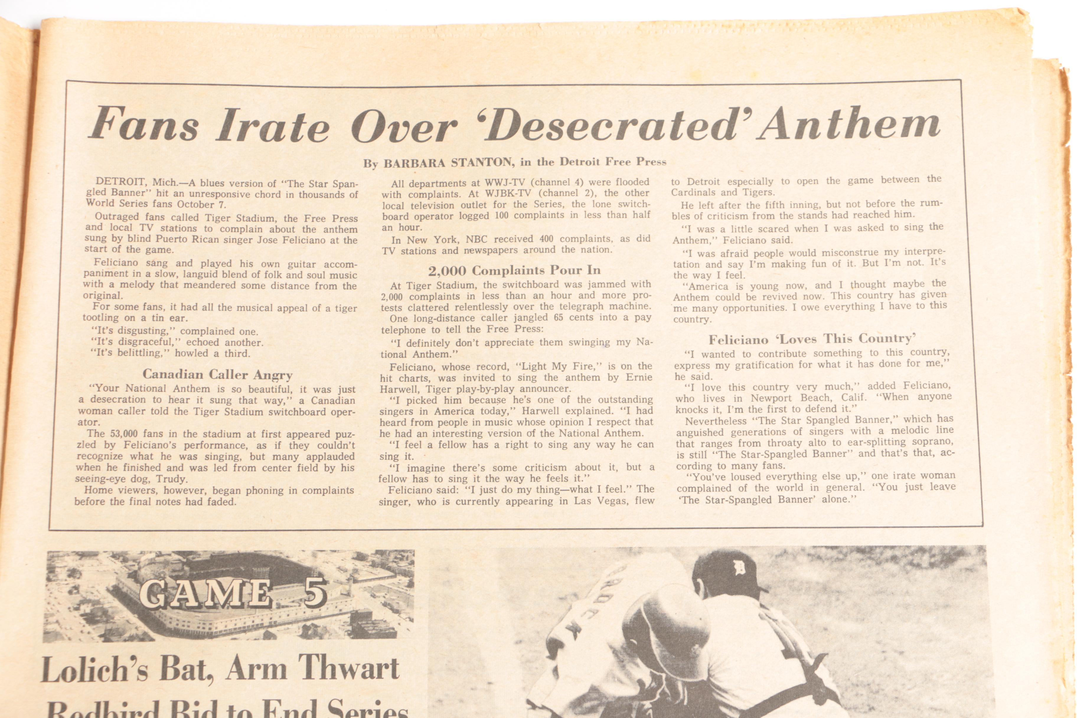 "The Sporting News" Volume 166, No. 14, October 19, 1968