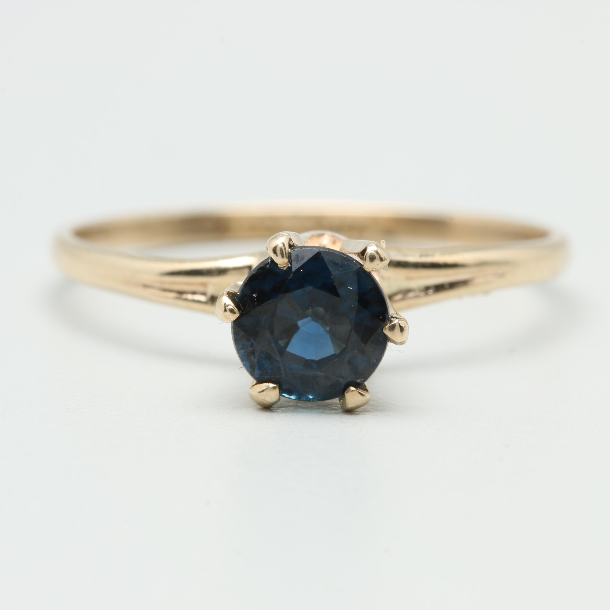 10K Yellow Gold Sapphire Solitaire Ring