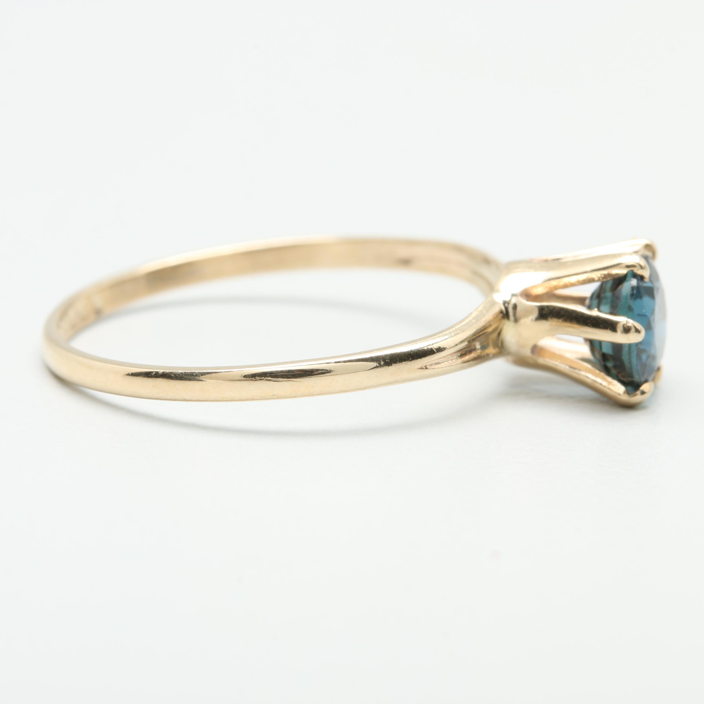 10K Yellow Gold Sapphire Solitaire Ring