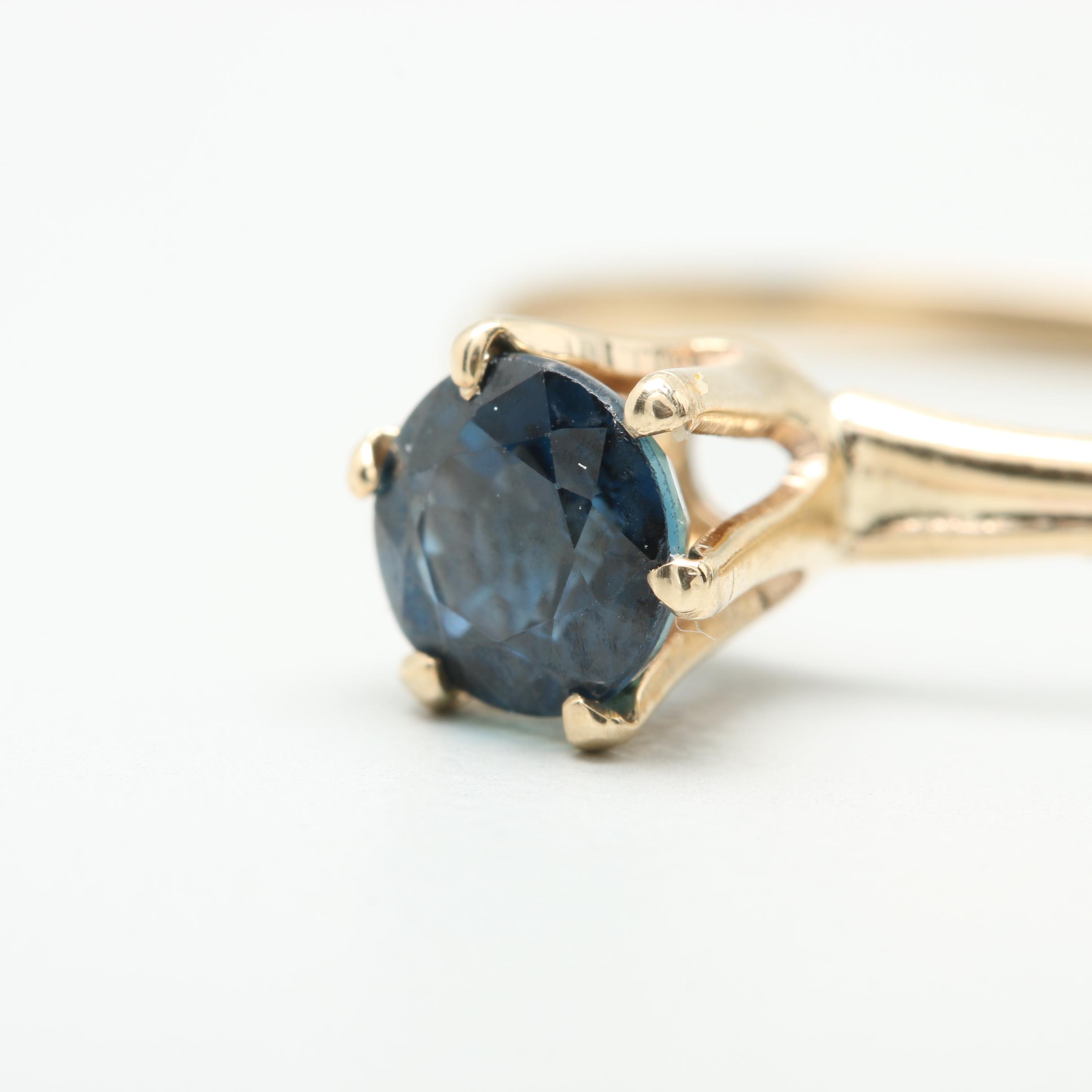 10K Yellow Gold Sapphire Solitaire Ring