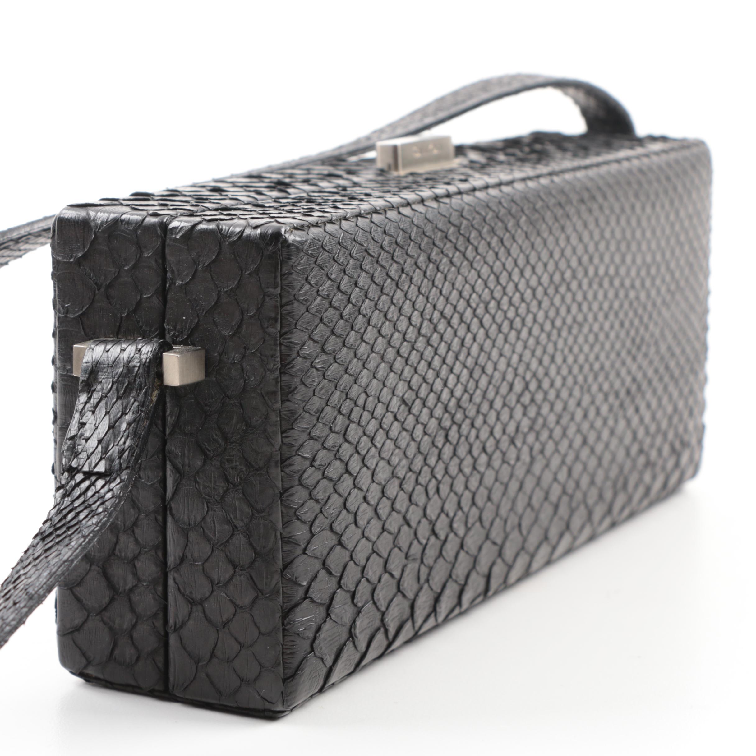 Boxy Calvin Klein Black Snakeskin Handbag