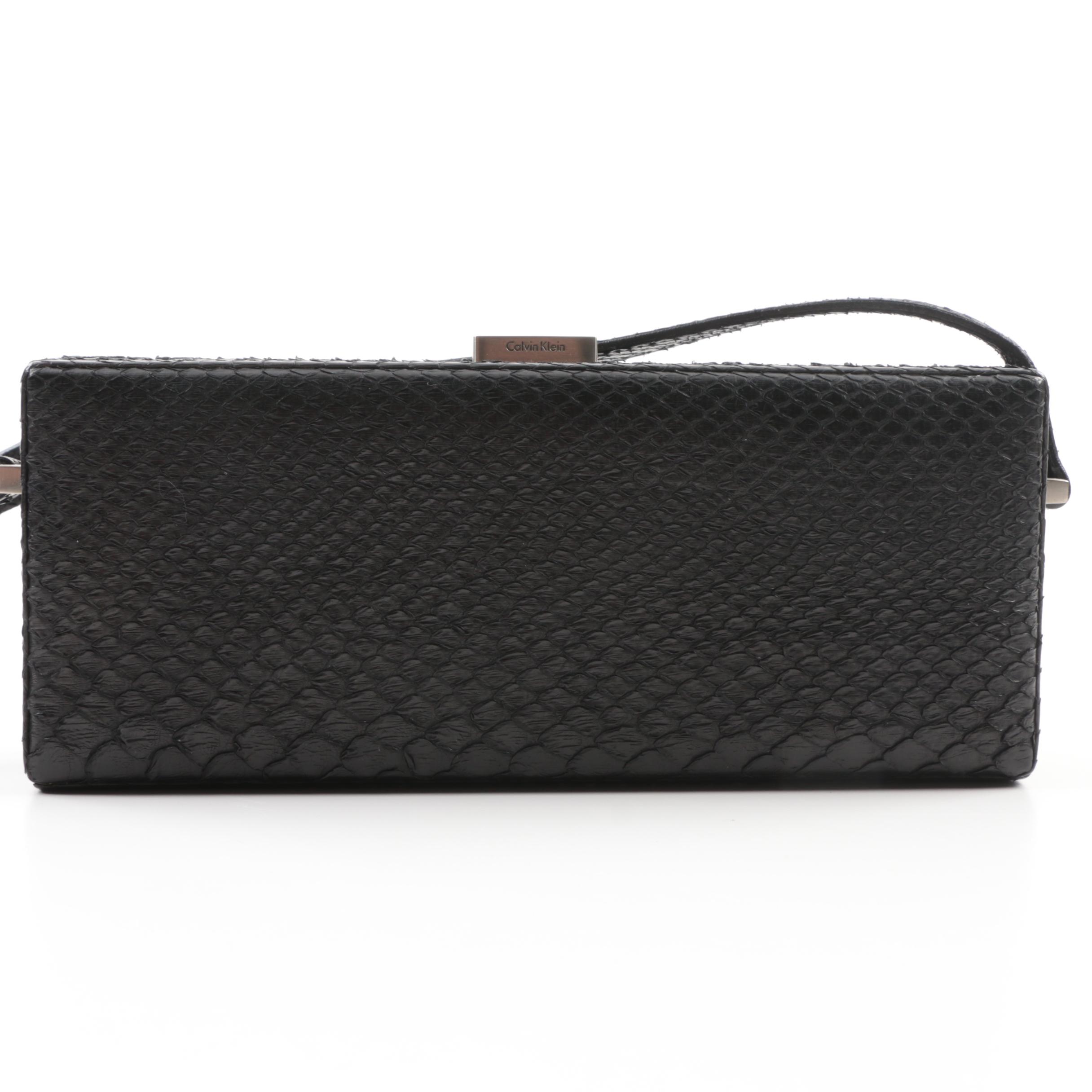 Boxy Calvin Klein Black Snakeskin Handbag