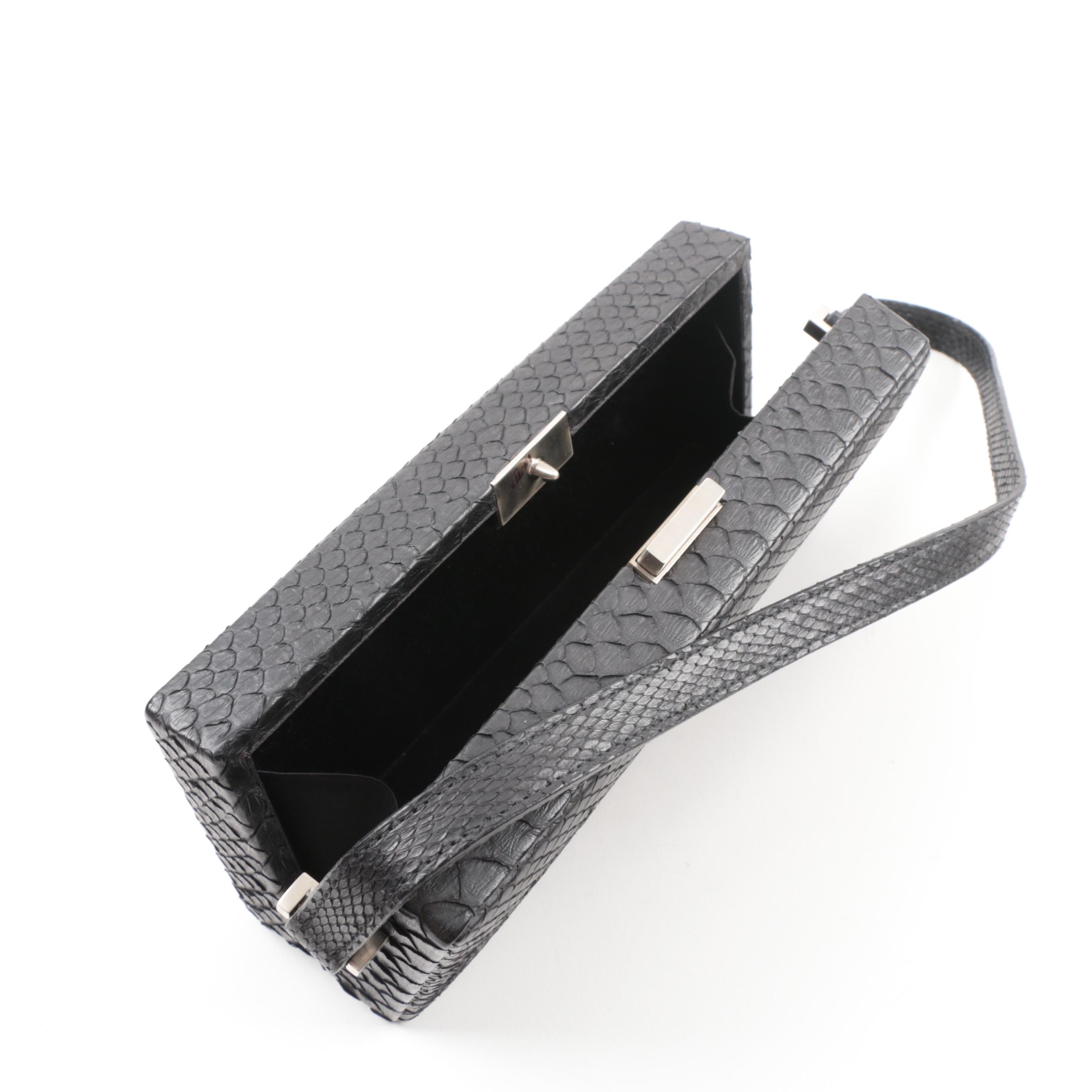 Boxy Calvin Klein Black Snakeskin Handbag
