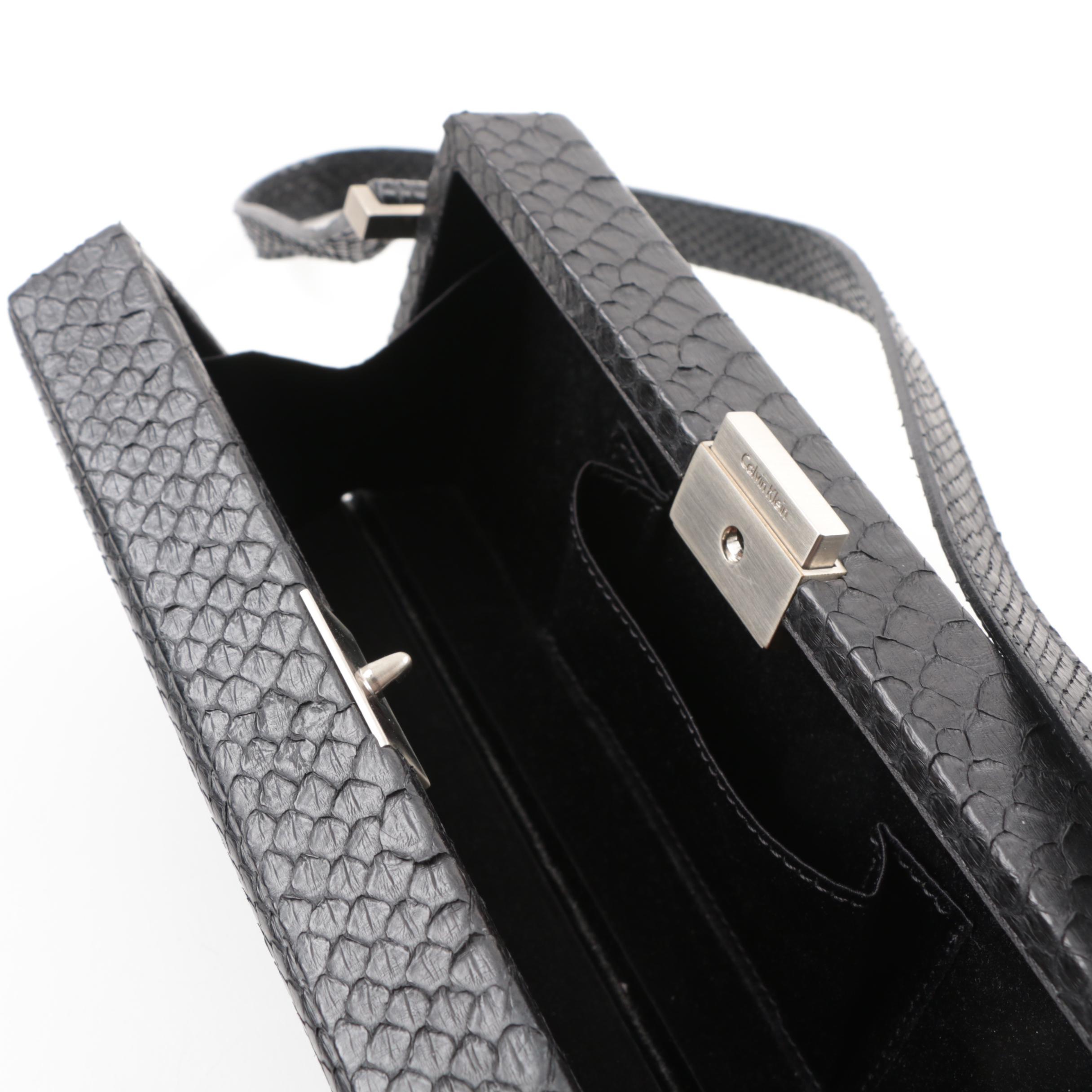 Boxy Calvin Klein Black Snakeskin Handbag