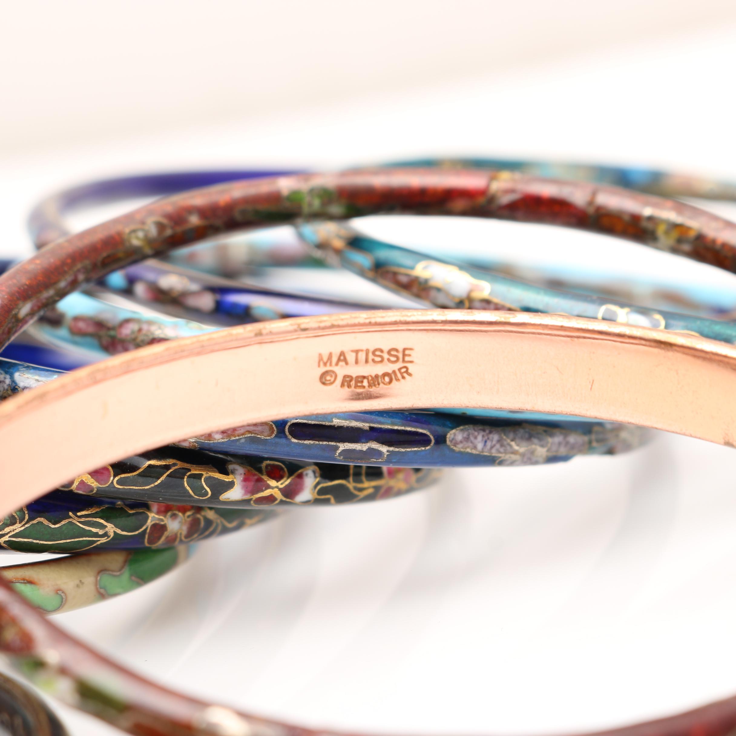 Over Thirty Chinese Cloisonne Bangles and Three Necklaces