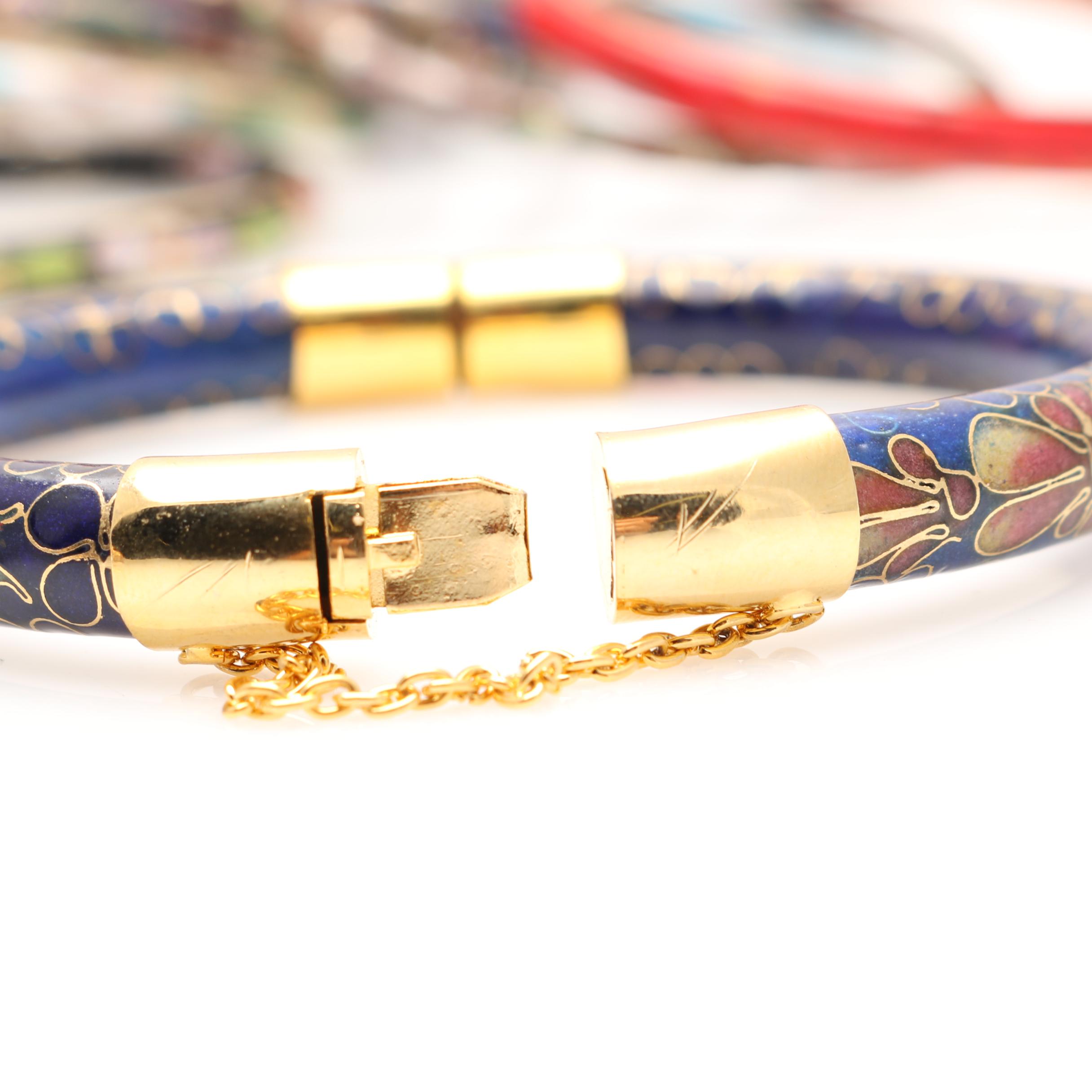 Over Thirty Chinese Cloisonne Bangles and Three Necklaces
