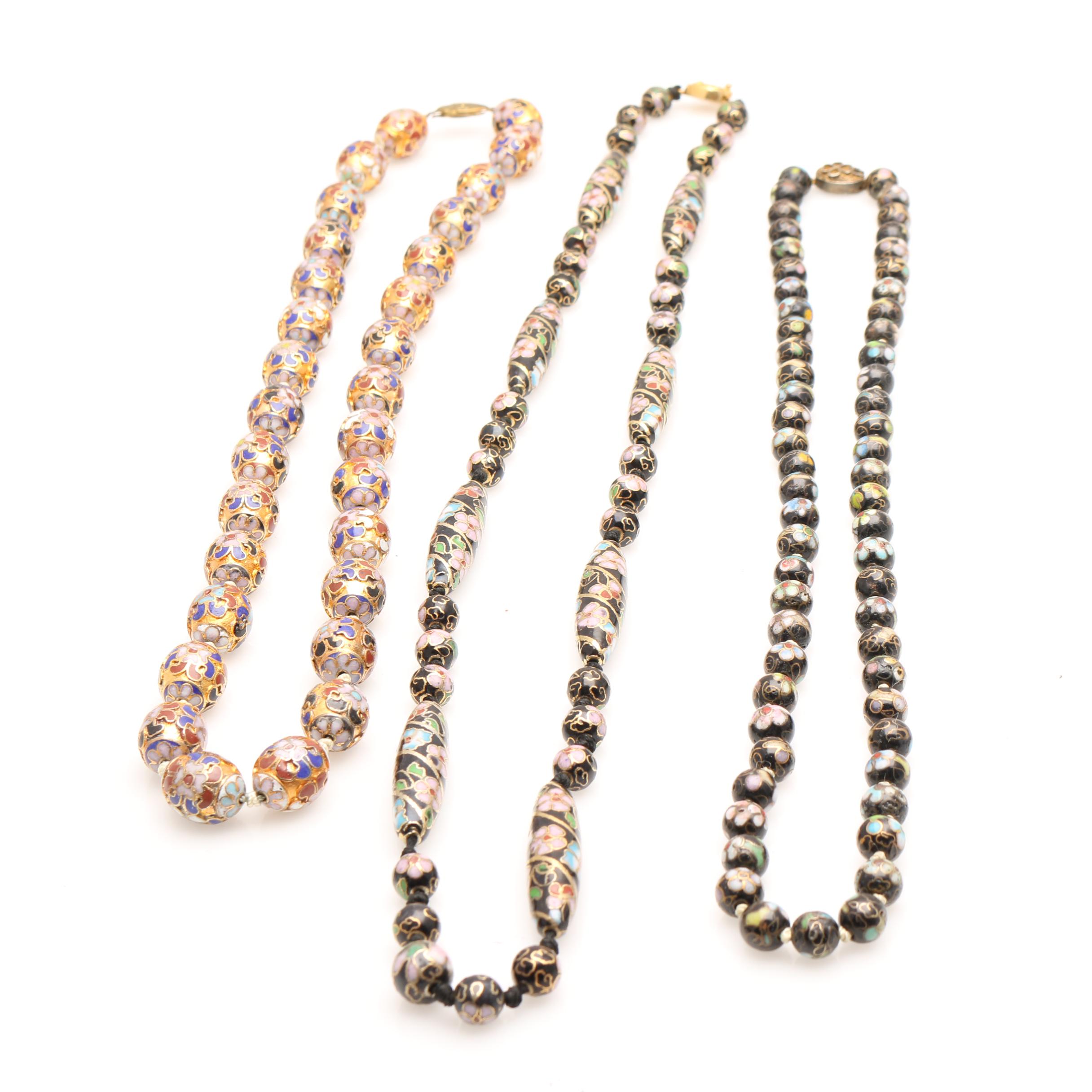 Over Thirty Chinese Cloisonne Bangles and Three Necklaces