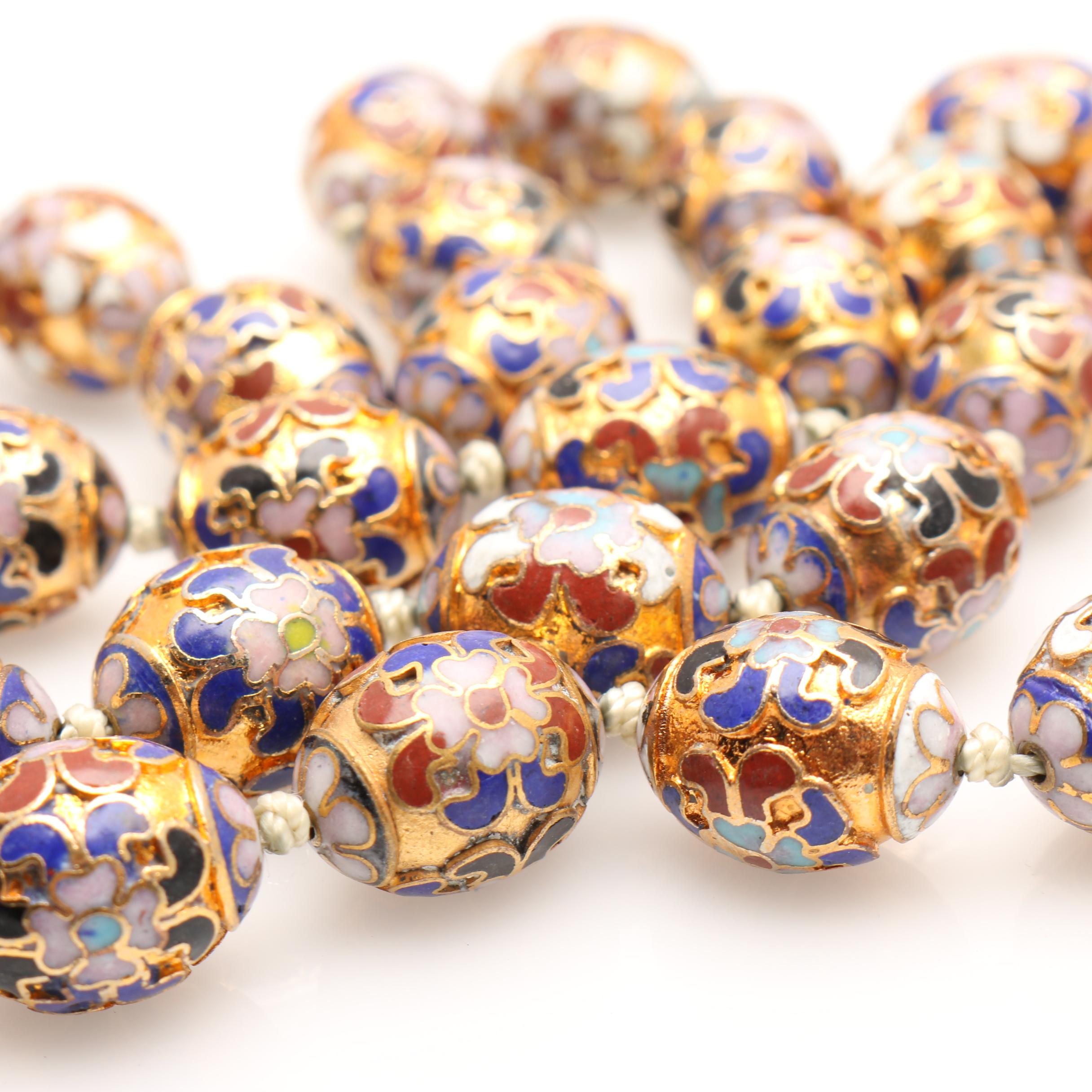 Over Thirty Chinese Cloisonne Bangles and Three Necklaces