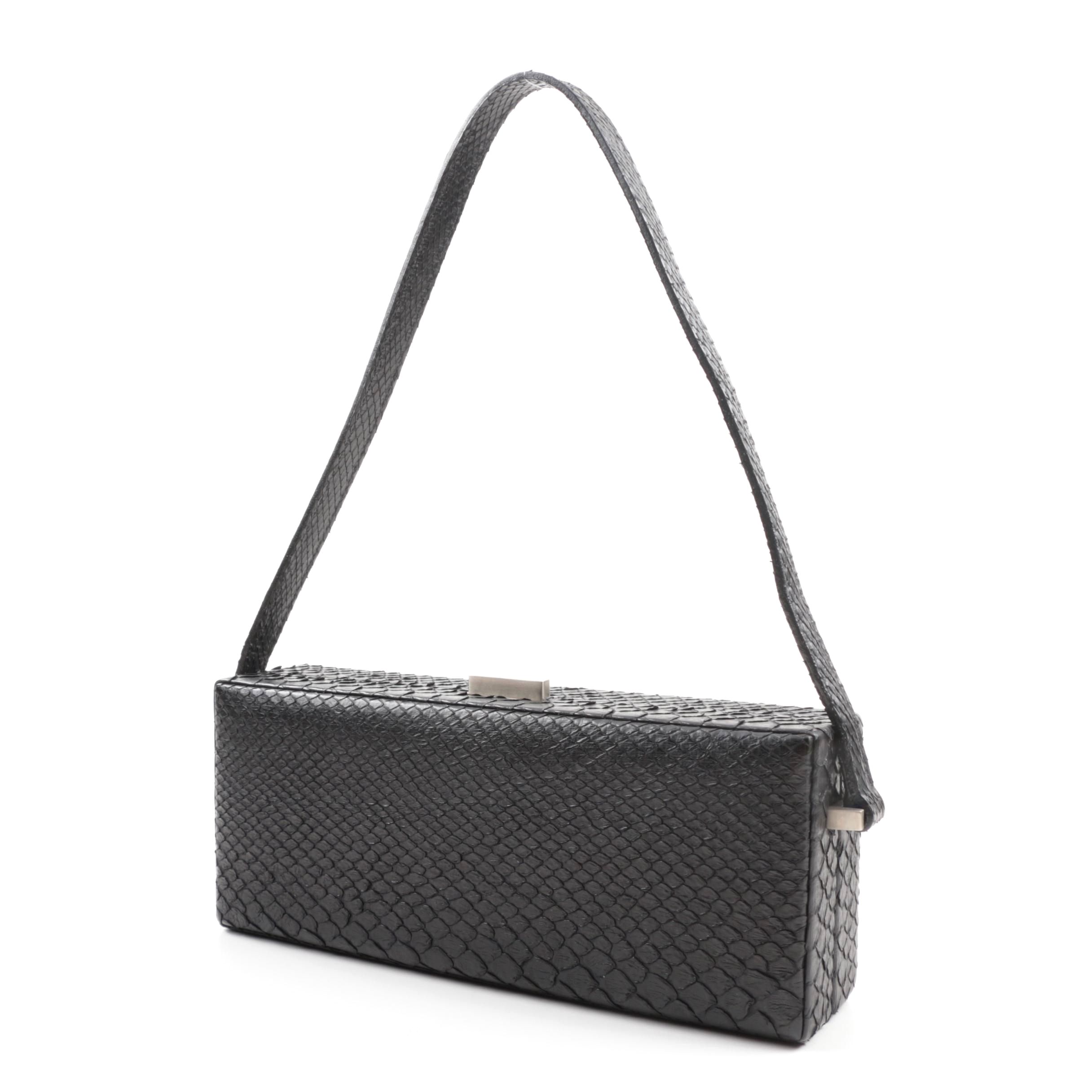 Boxy Calvin Klein Black Snakeskin Handbag