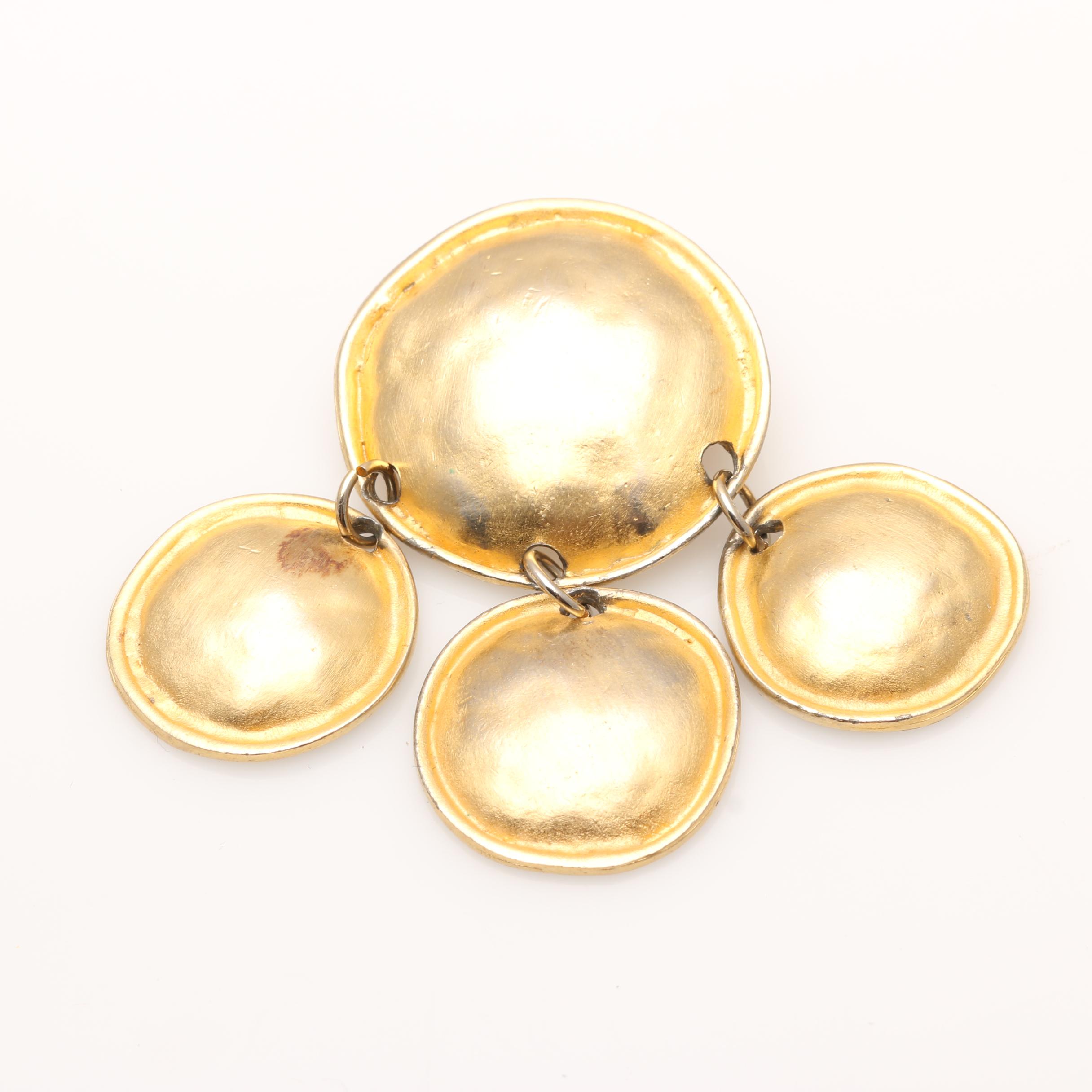 Vintage 1980s Bold Earrings and Brooch Including Les Bernard