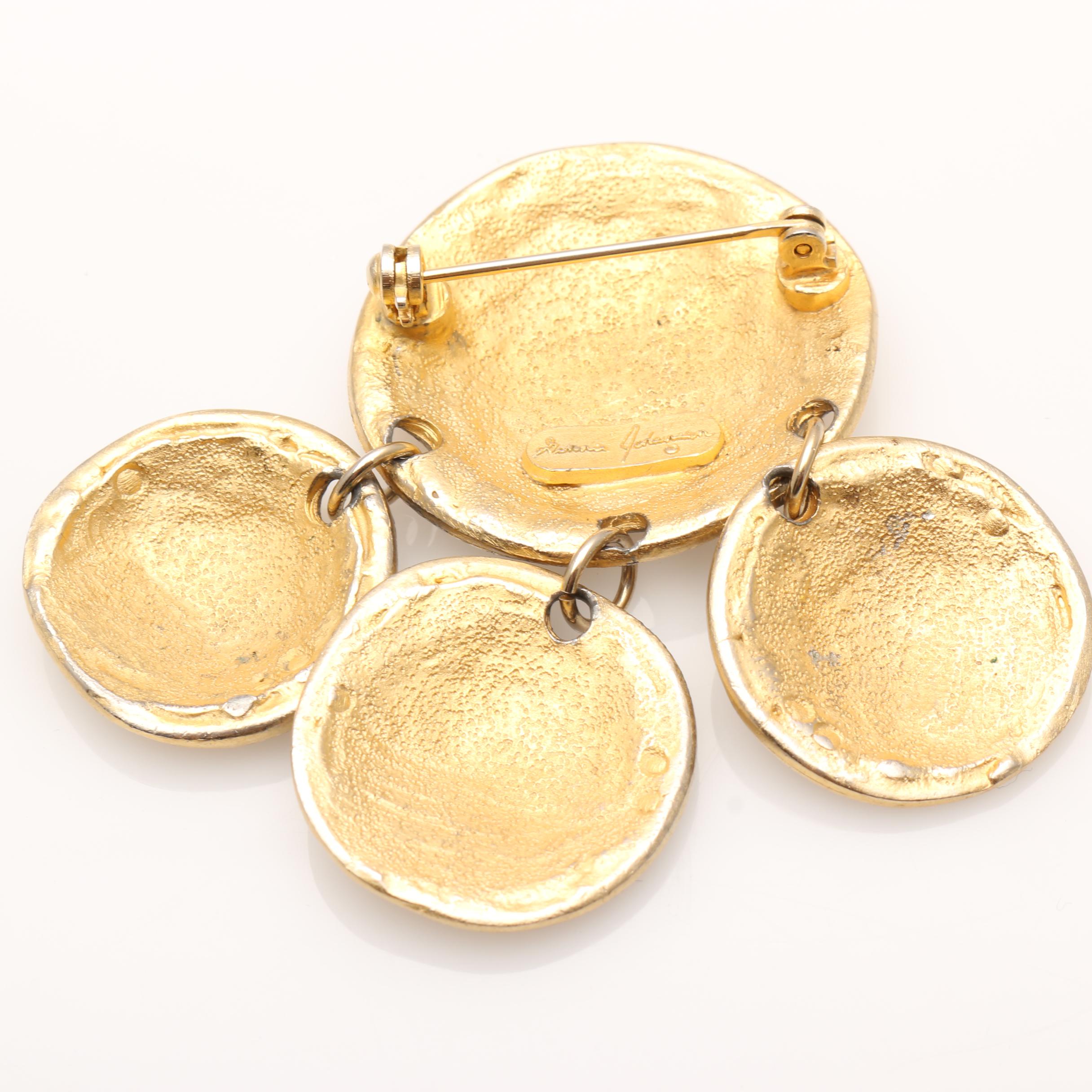 Vintage 1980s Bold Earrings and Brooch Including Les Bernard