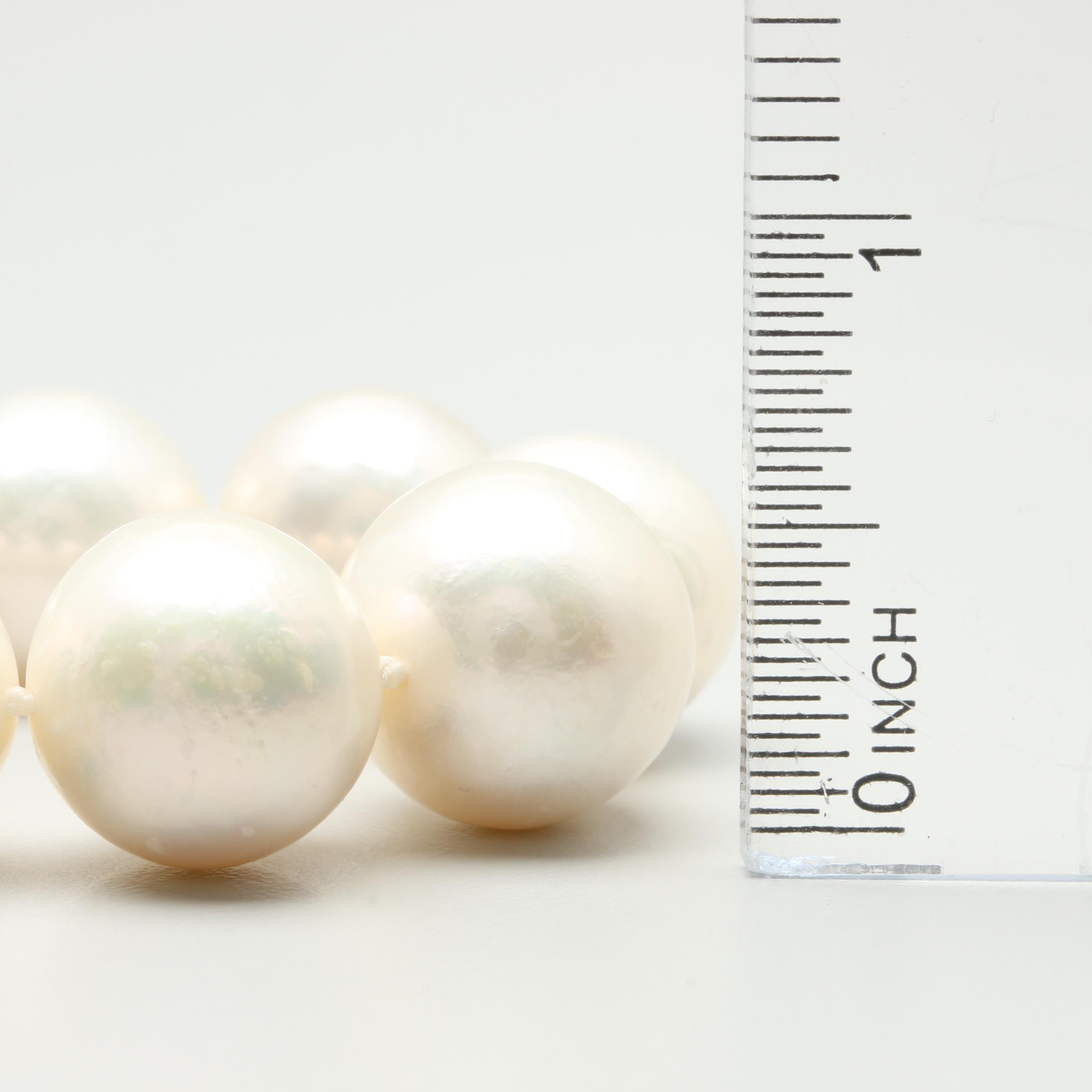 14K Yellow Gold Cultured Pearl Beaded Necklace