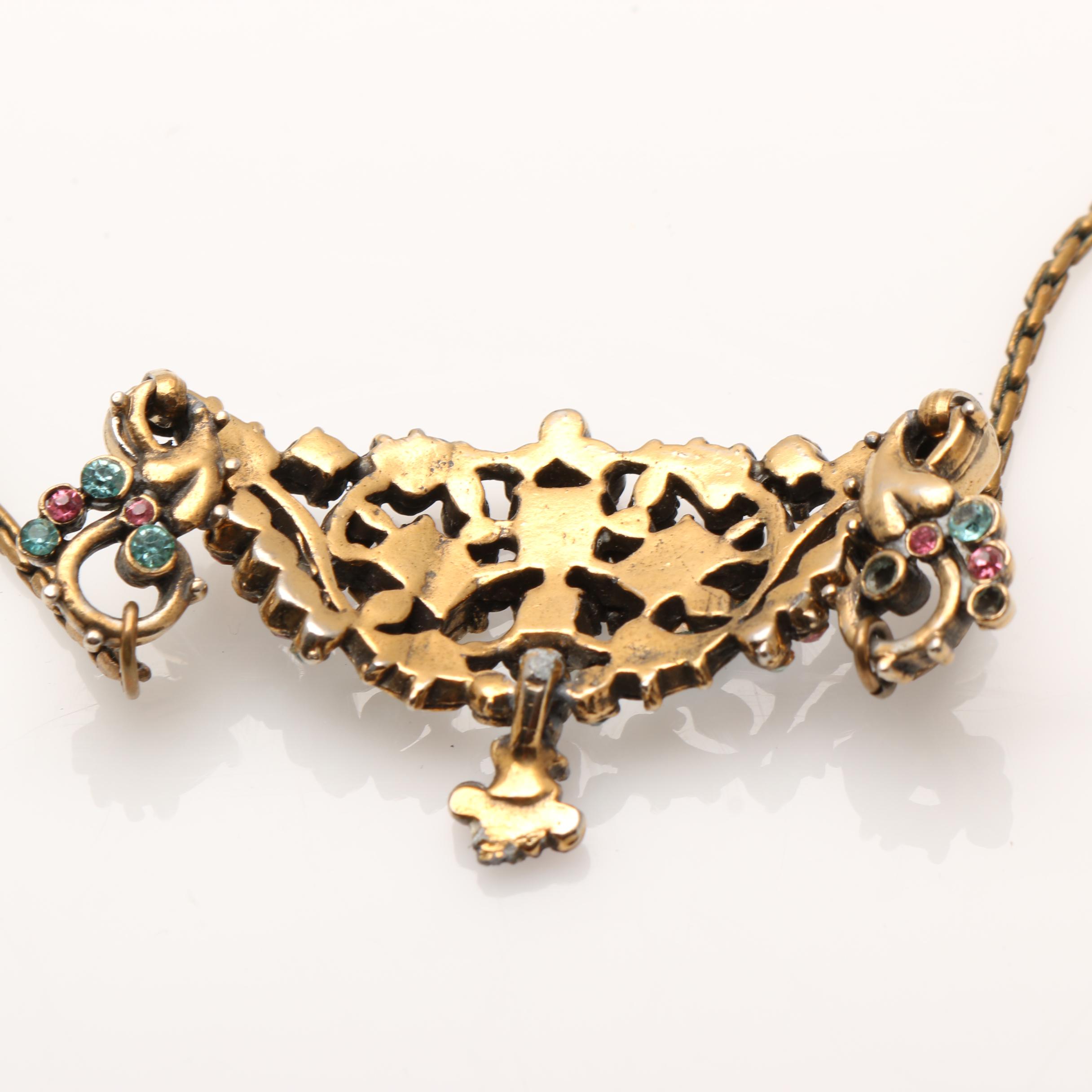 1950s Elizabeth Taylor Leo Glass Rhinestone Necklace and Bracelet Set