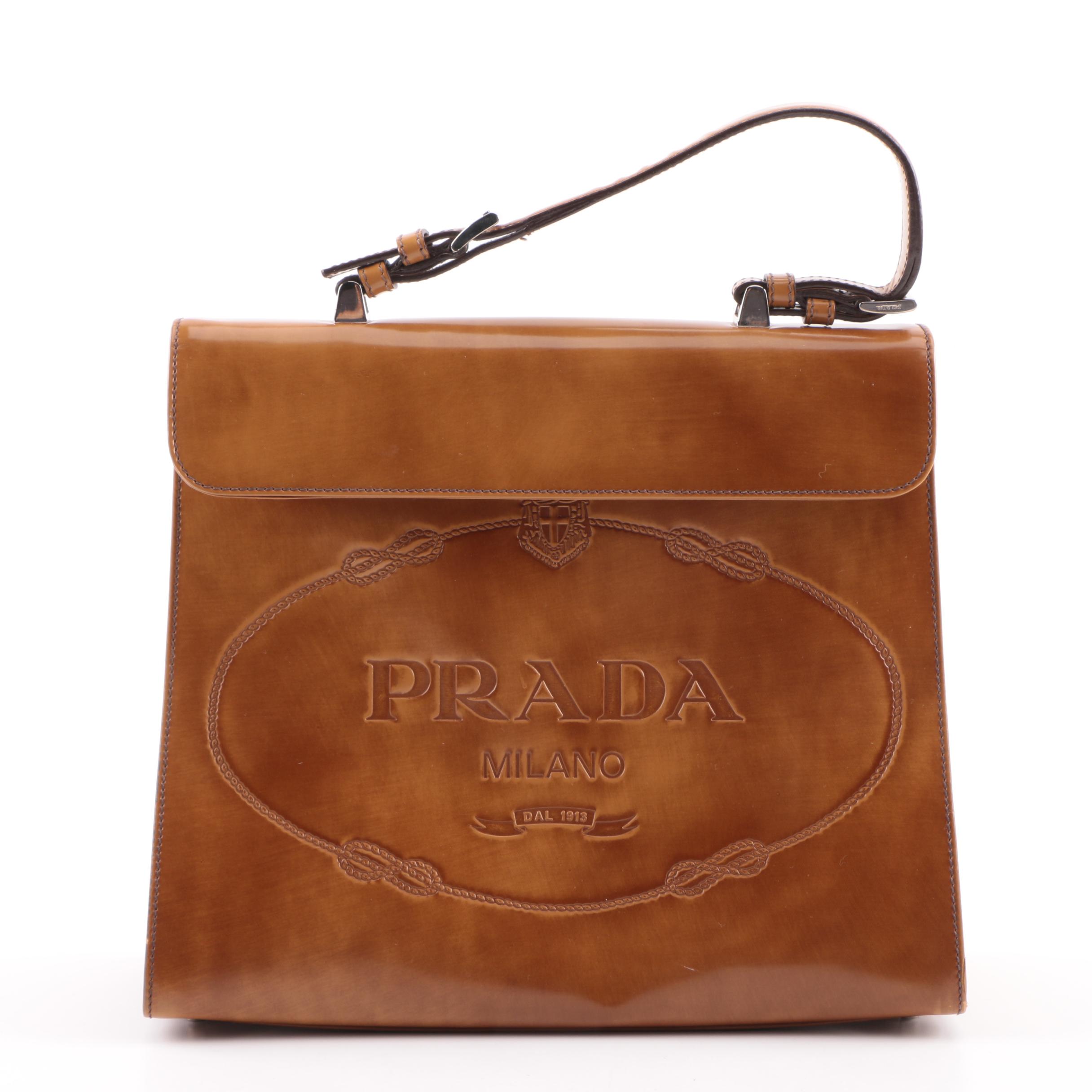2005 Prada Ambra Spazzolato Leather Frame Bag