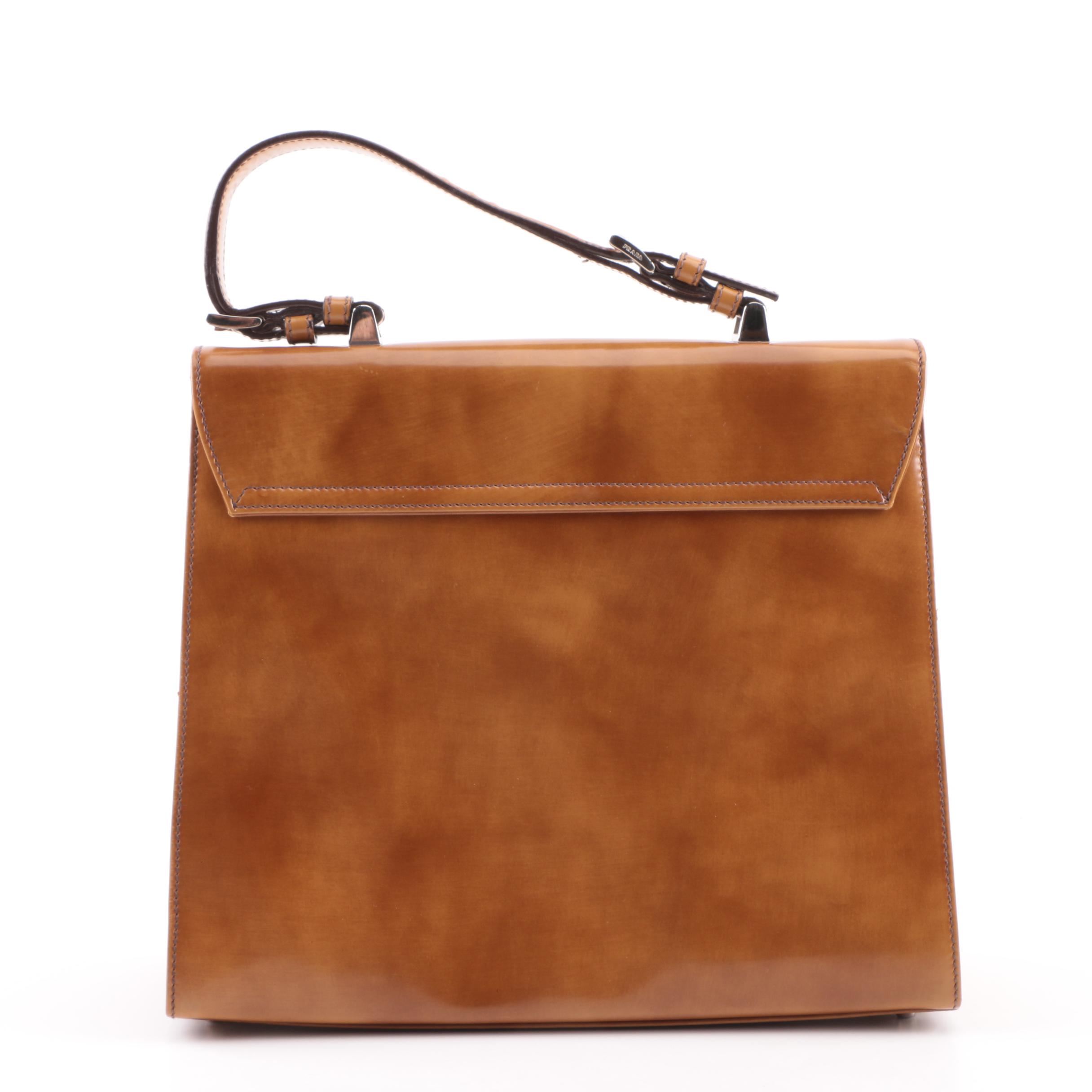 2005 Prada Ambra Spazzolato Leather Frame Bag