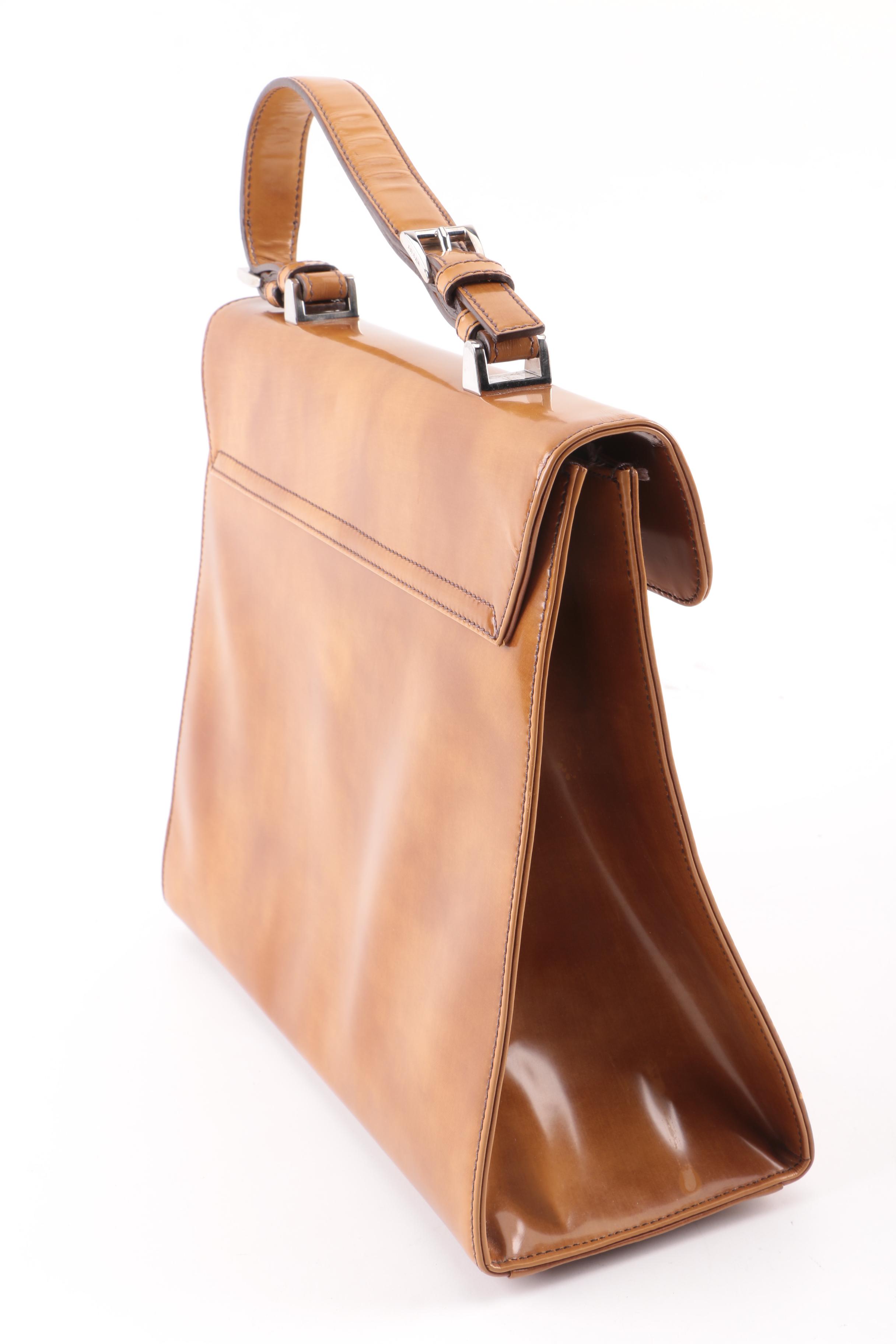 2005 Prada Ambra Spazzolato Leather Frame Bag