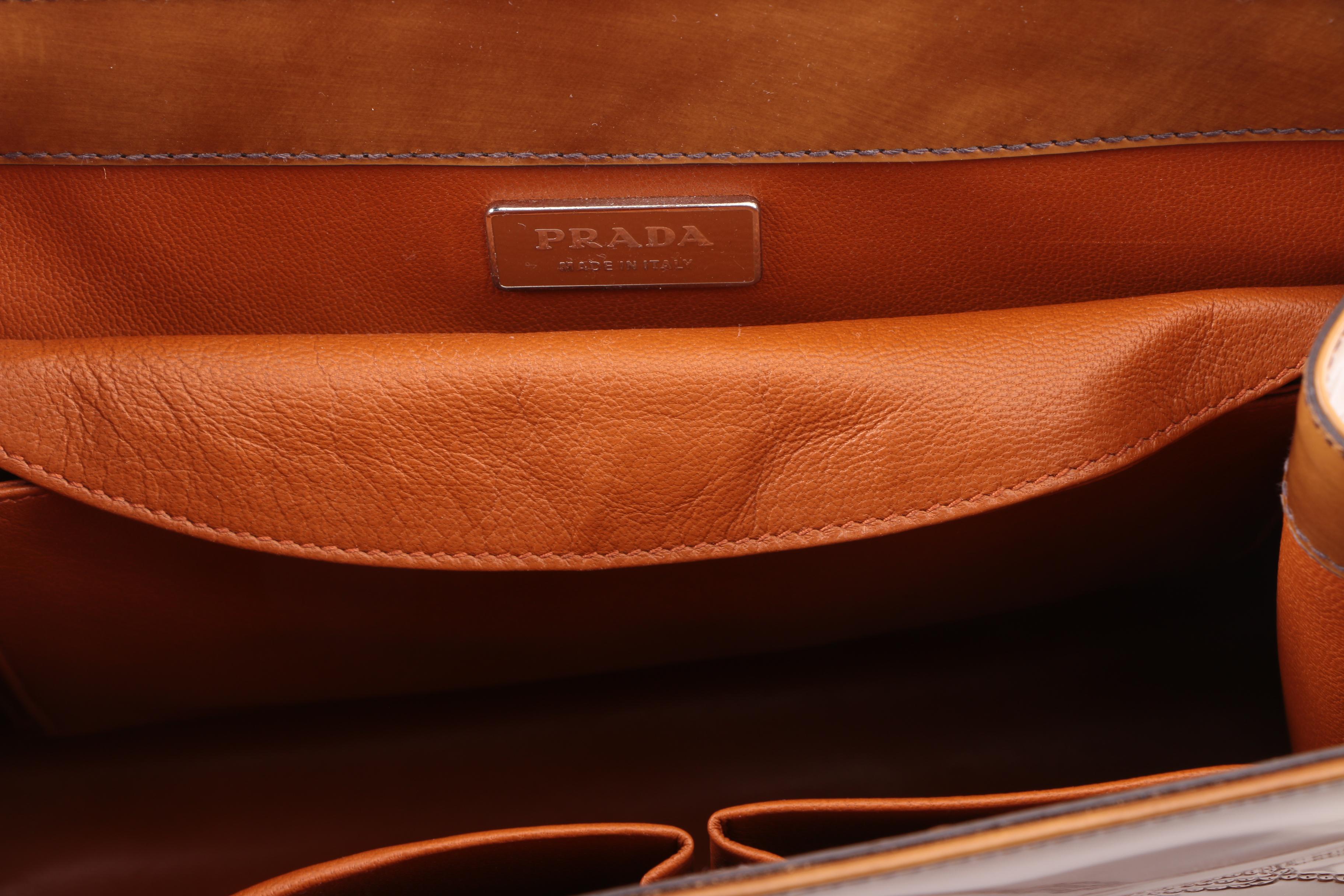 2005 Prada Ambra Spazzolato Leather Frame Bag