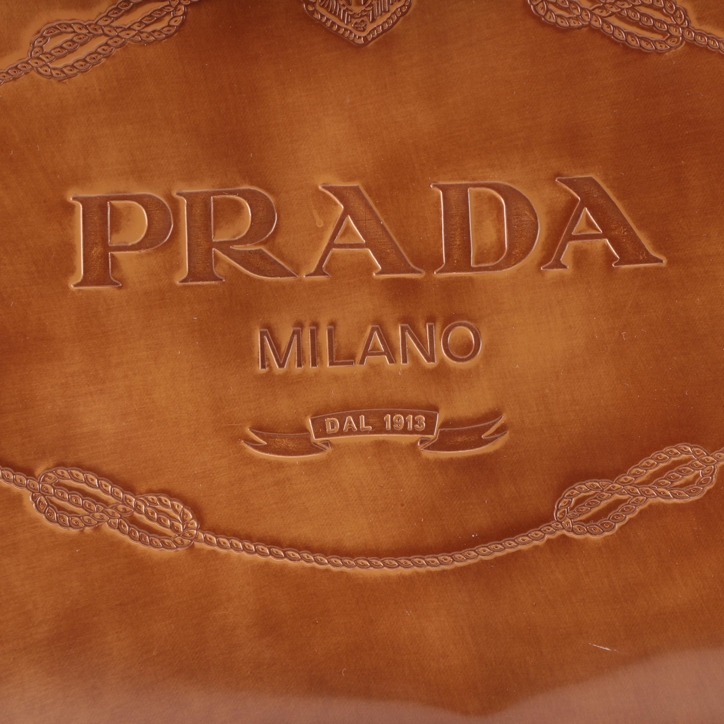 2005 Prada Ambra Spazzolato Leather Frame Bag