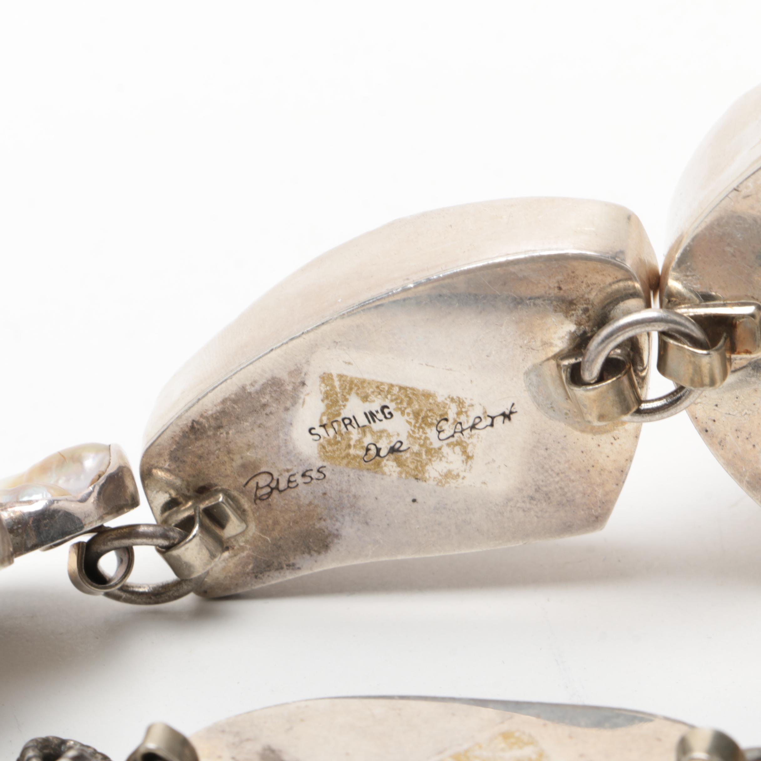 Rebecca Collins "Bless Our Earth" Sterling Silver Carved Copal Necklace