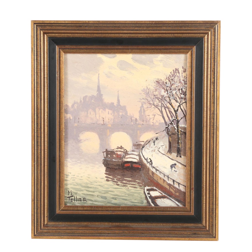 Vintage M. Tellier Oil Painting "Pont Neuf"